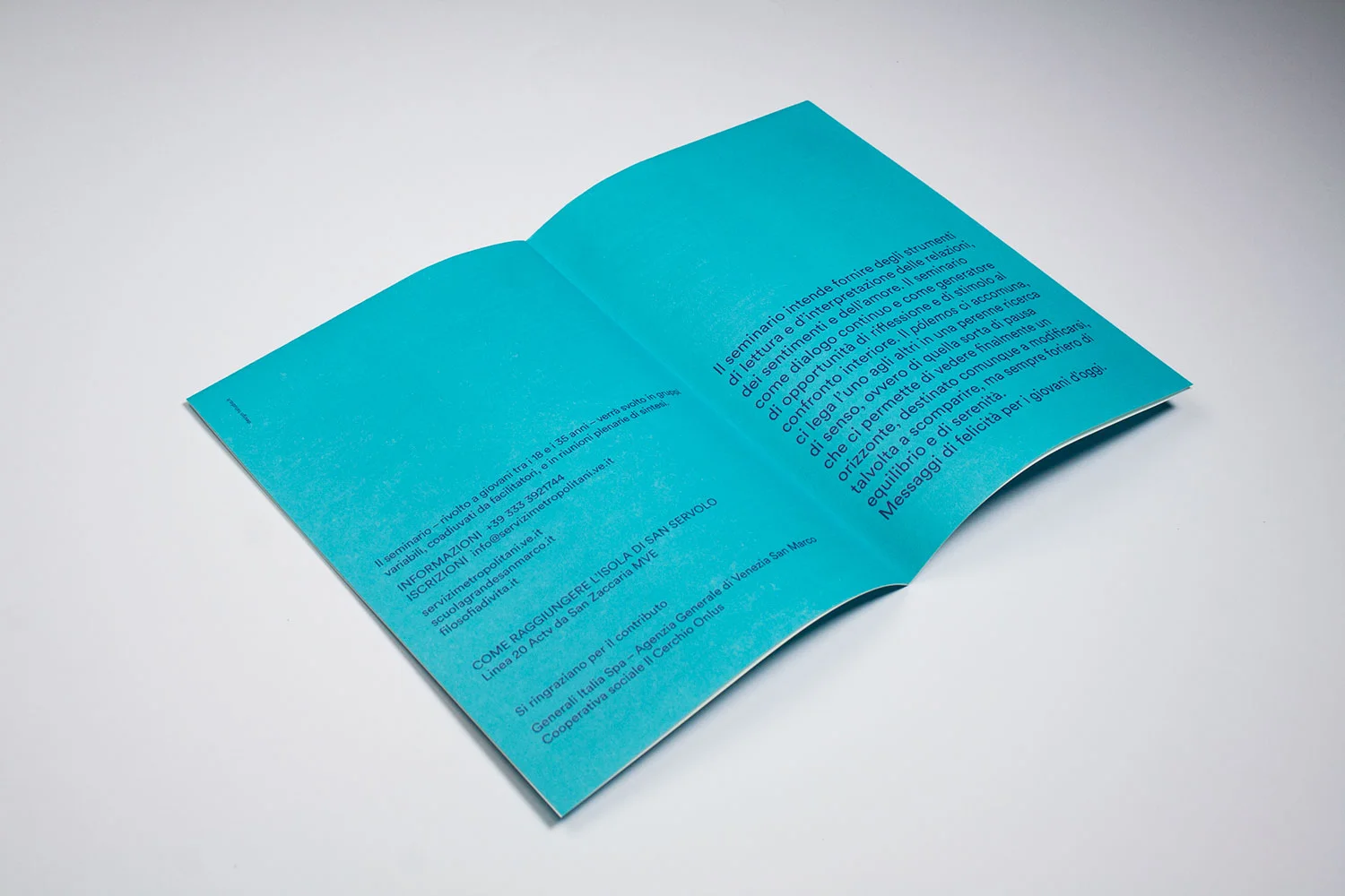 Pieghevole/Locandina per Seminario Residenziale di Filosofia per Giovani a San Servolo