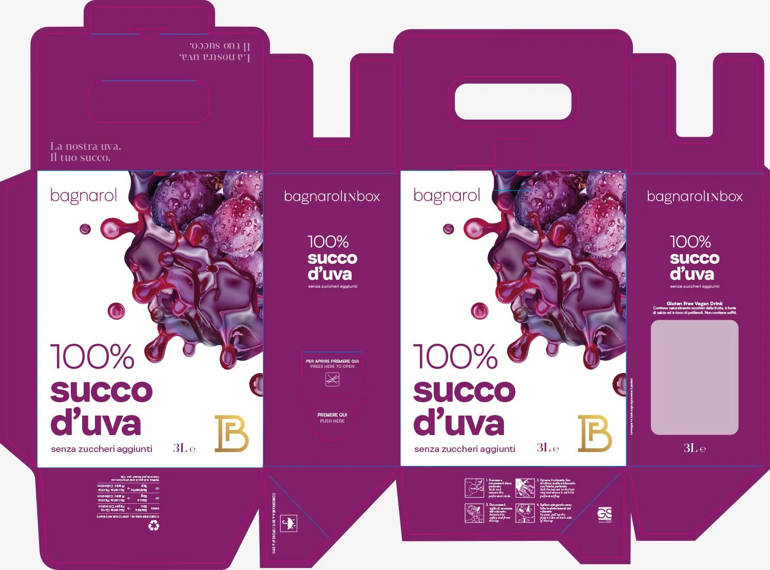  Fustellato del packaging bag in box Succo d'uva Bagnarol 