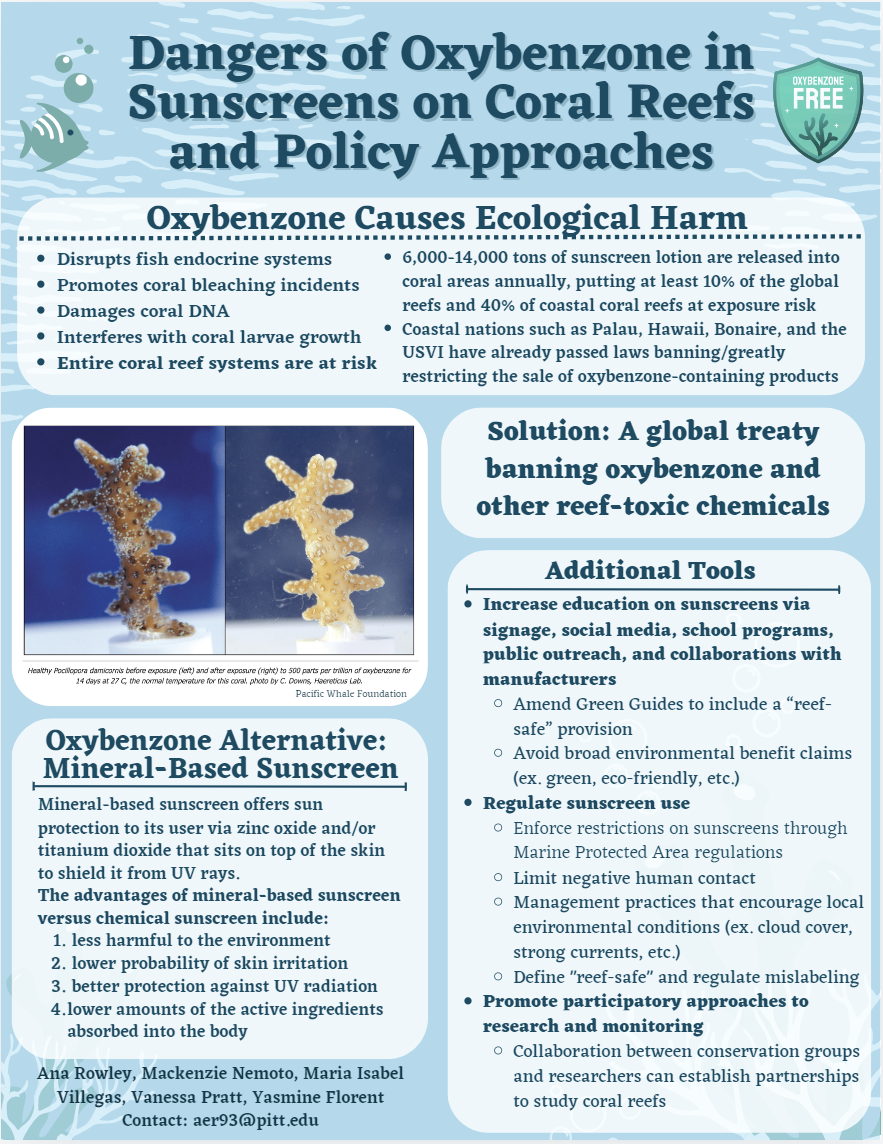 Dangers of Oxybenzone in Sunscreens on Coral Reefs: Proposed Policy Approaches