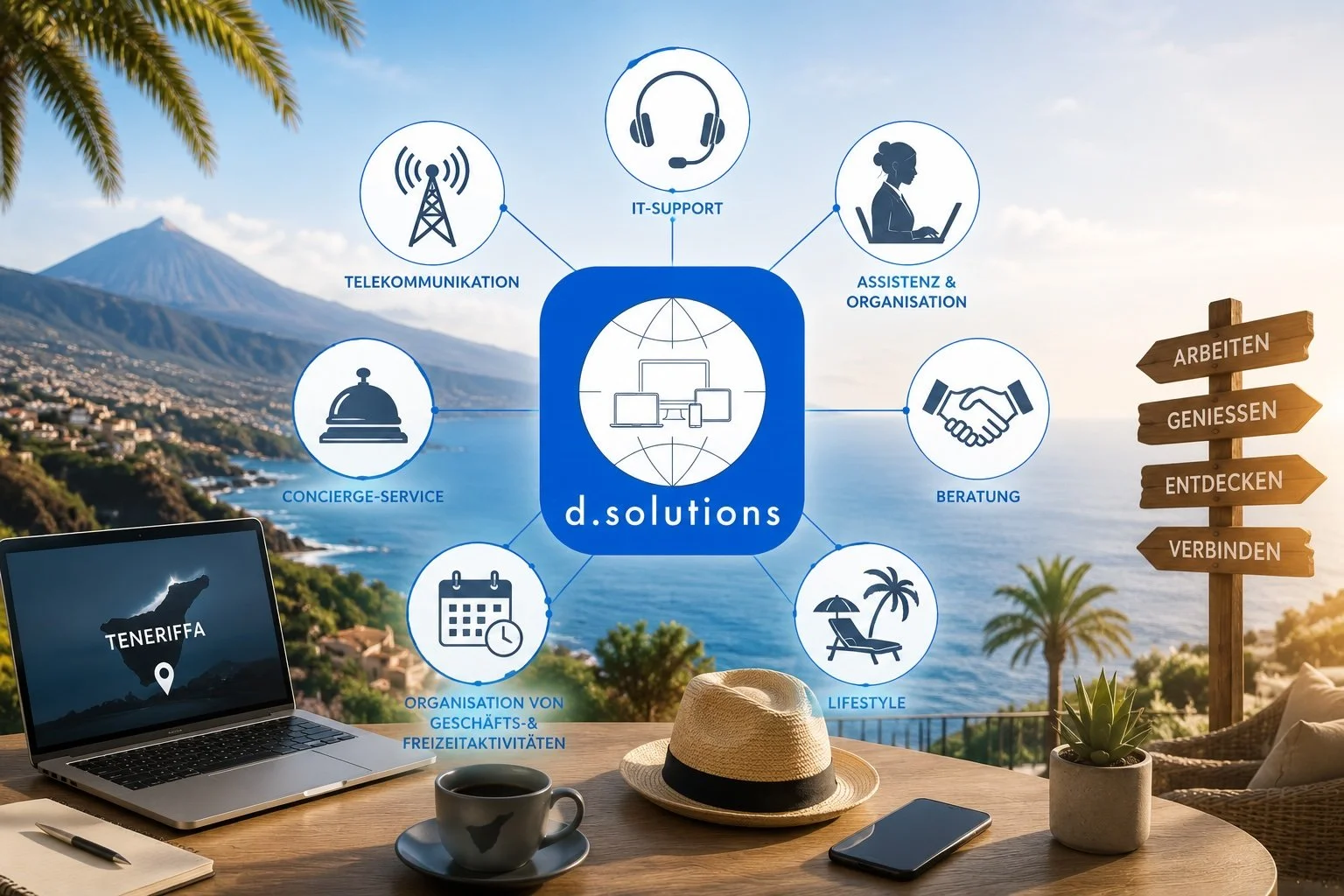 Die Dienstleistungen der Firma d.solutions GmbH auf Teneriffa.