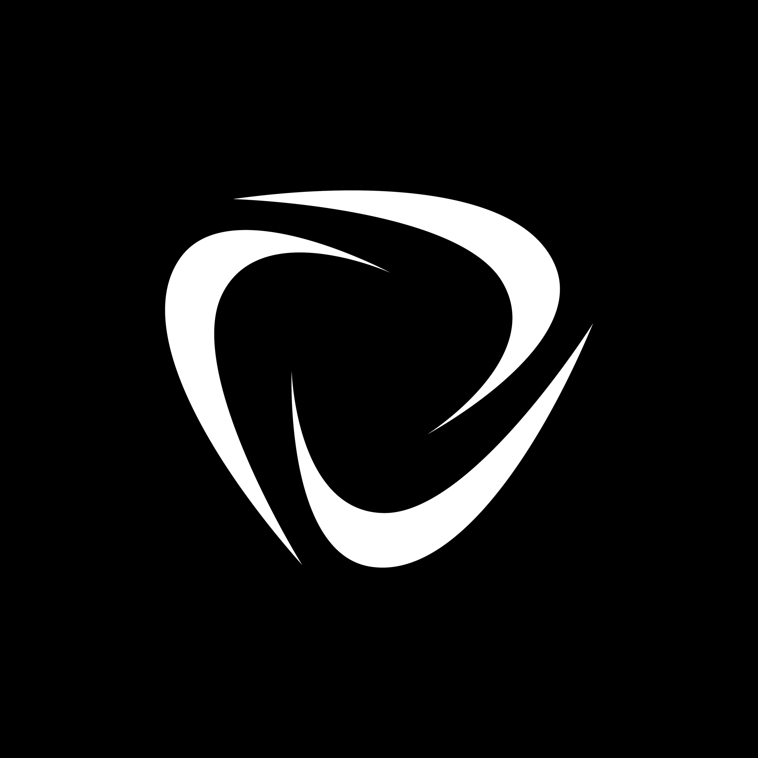 Black background with white swirling abstract design