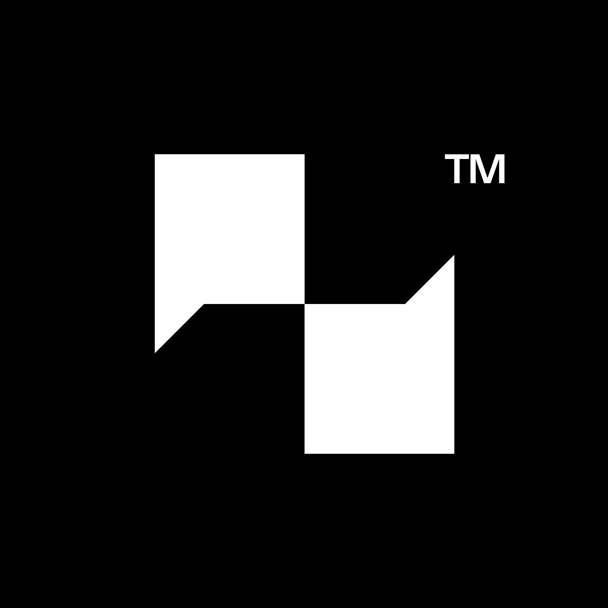 Black background with a white speechmark logo for Empty Words