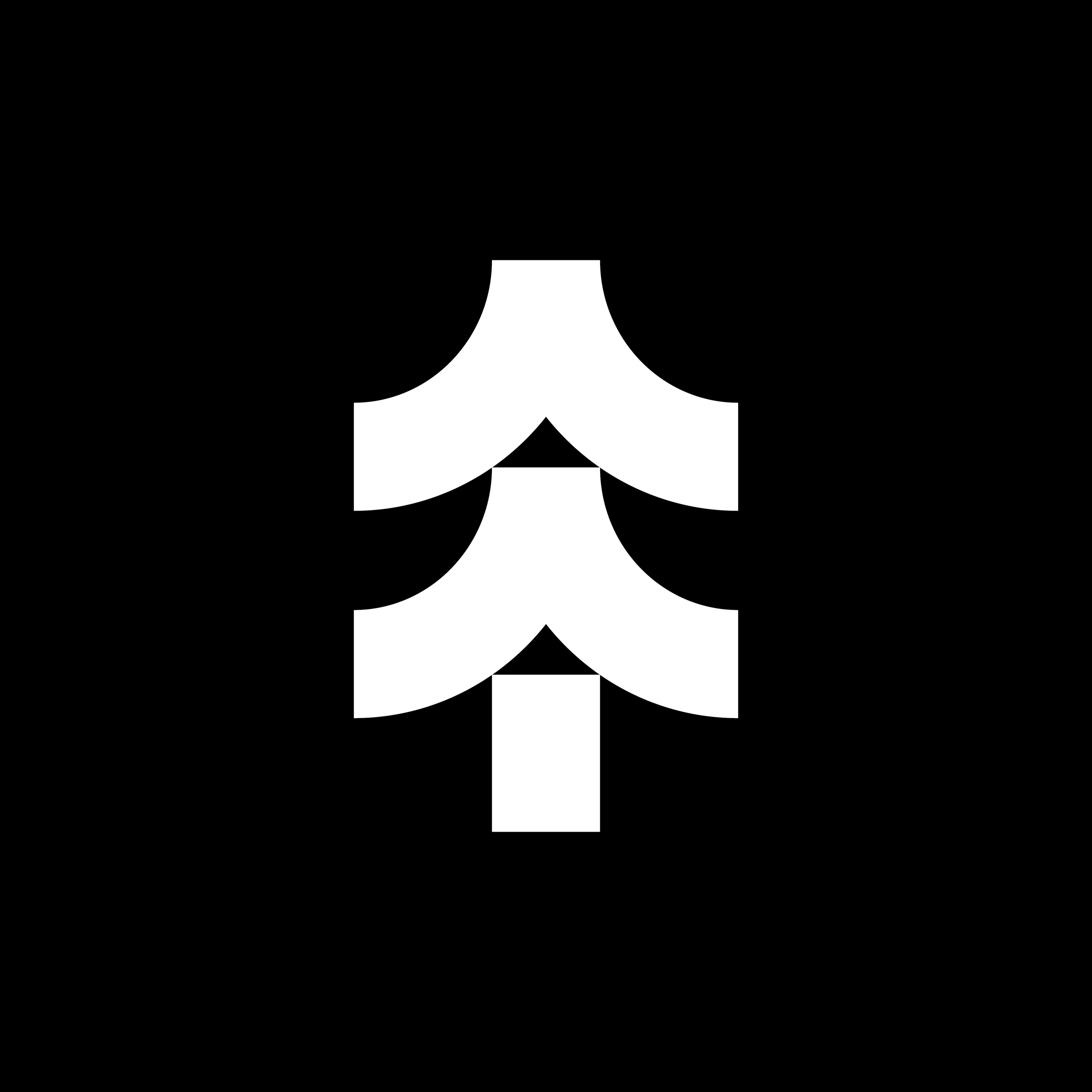 Black and white illustration of a stylised tree