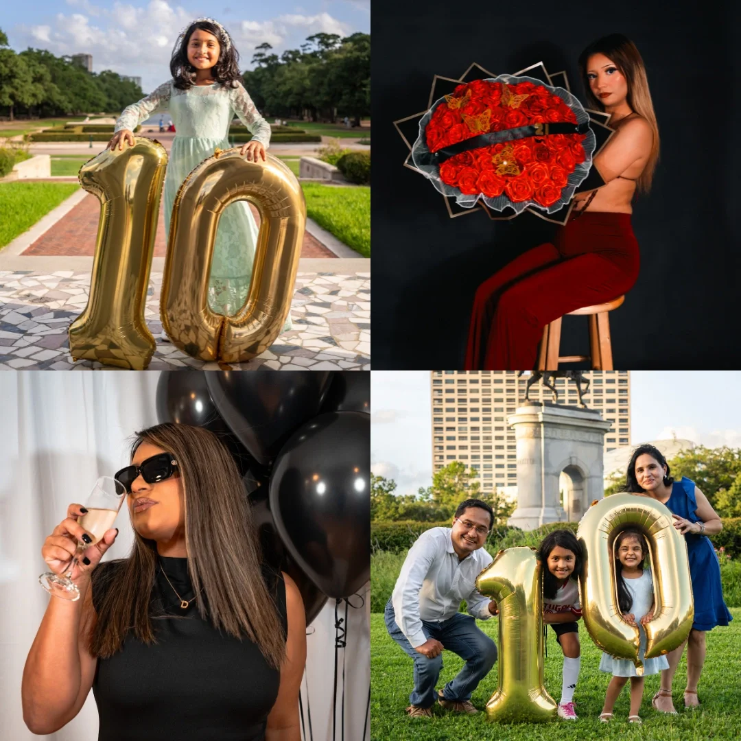 My birthday photography porfolio from 10 to 50 year old photoshoots in Houston.