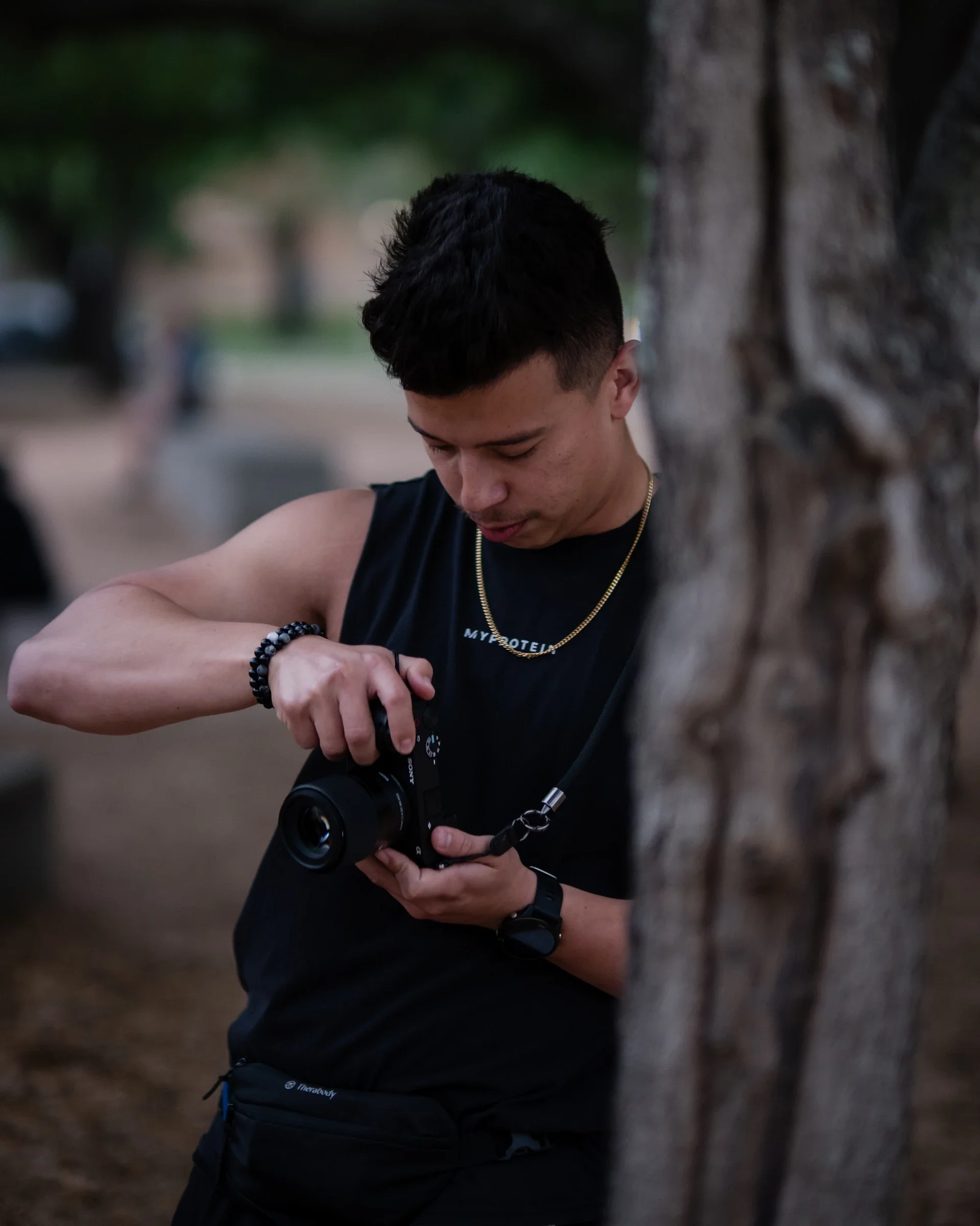 Me taking a photo of people at sMiles run club on a Wednesday afternoon in Houston.