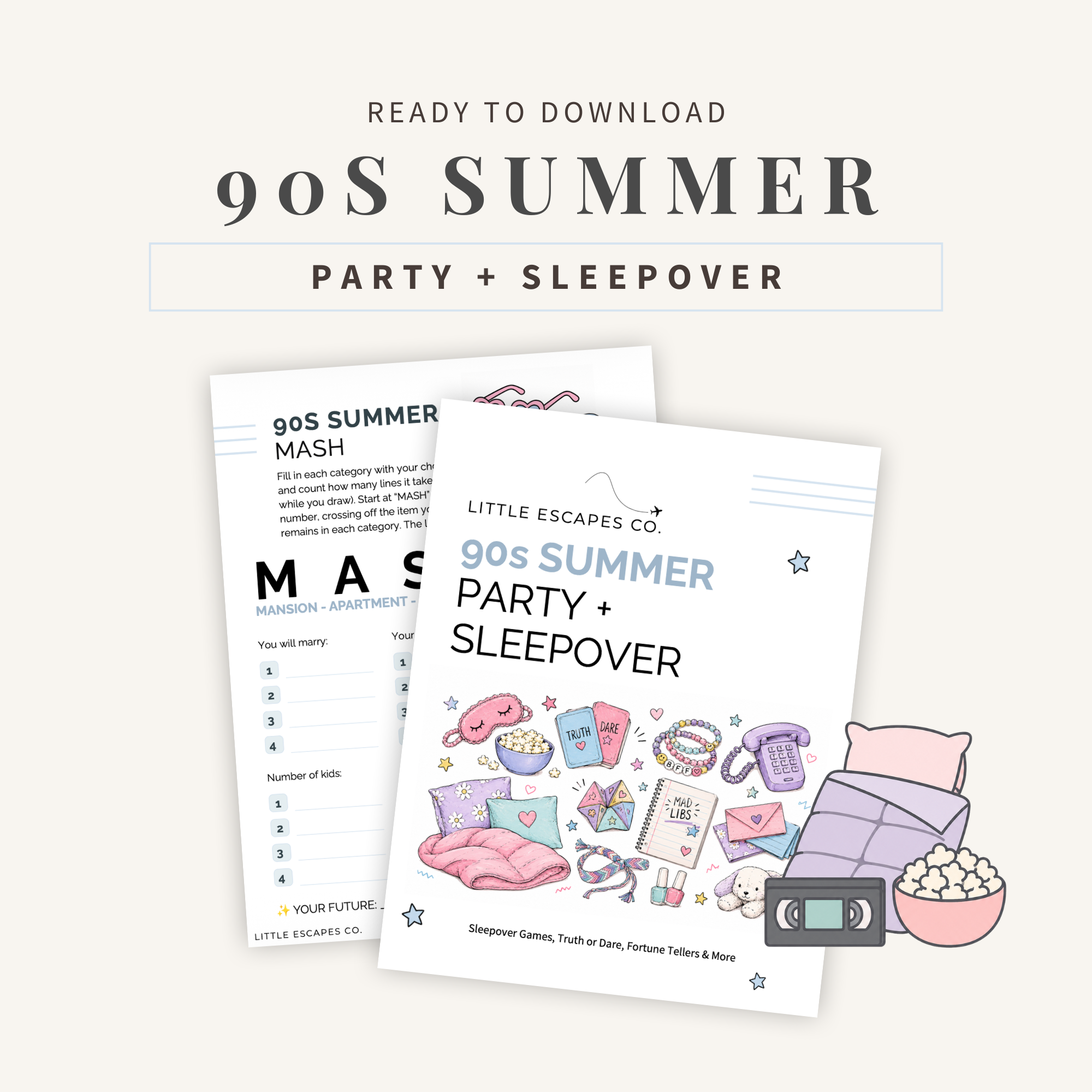 90s Summer Party and Sleepover Pack