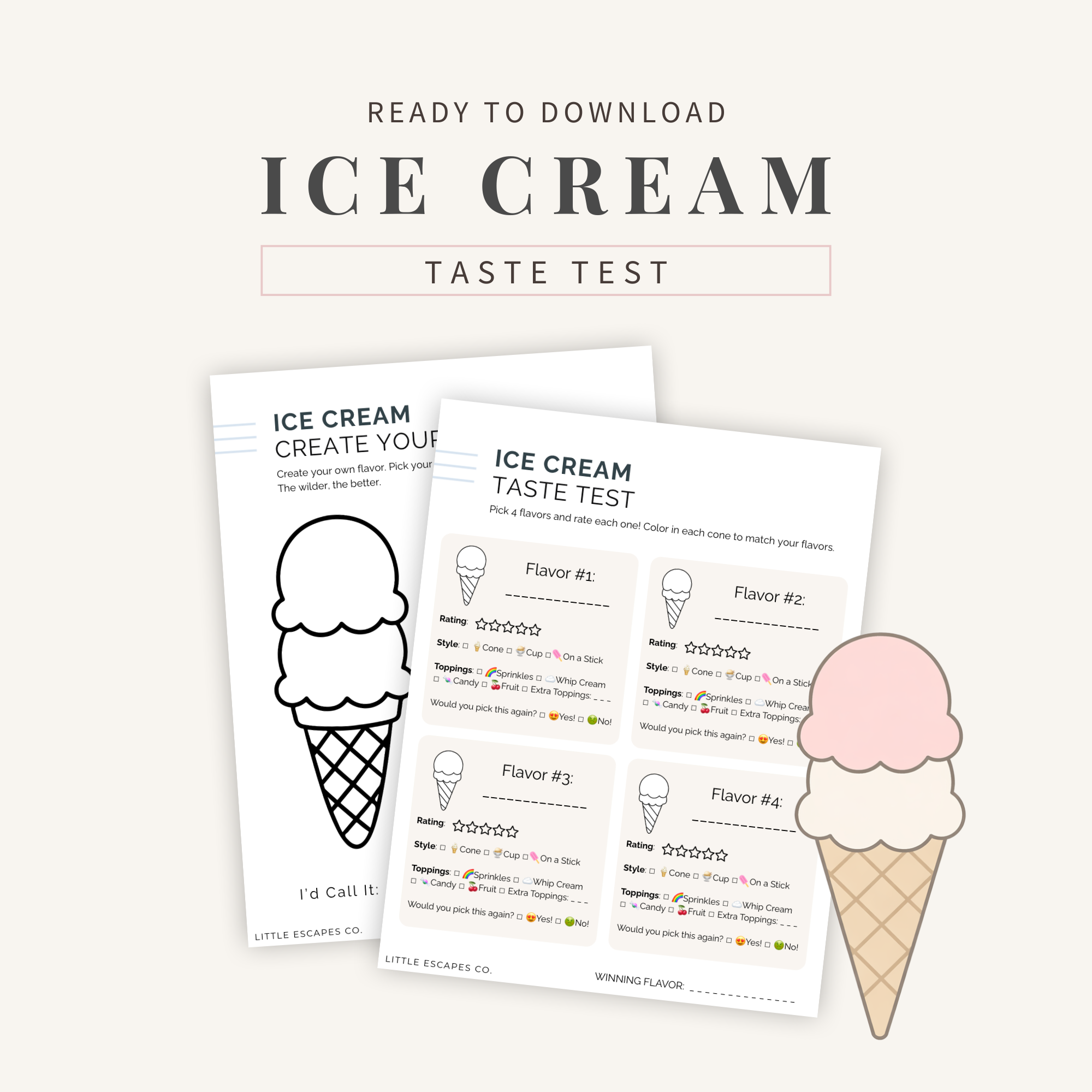 Ice Cream Taste Test Card