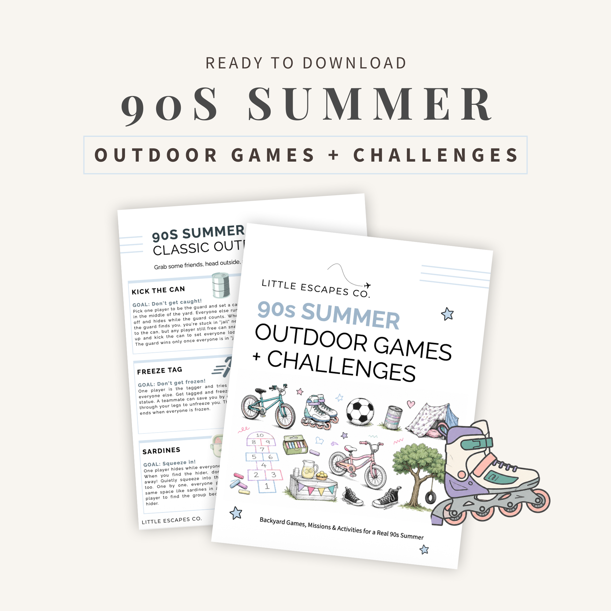 90s Summer Outdoor Games and Challenges Pack