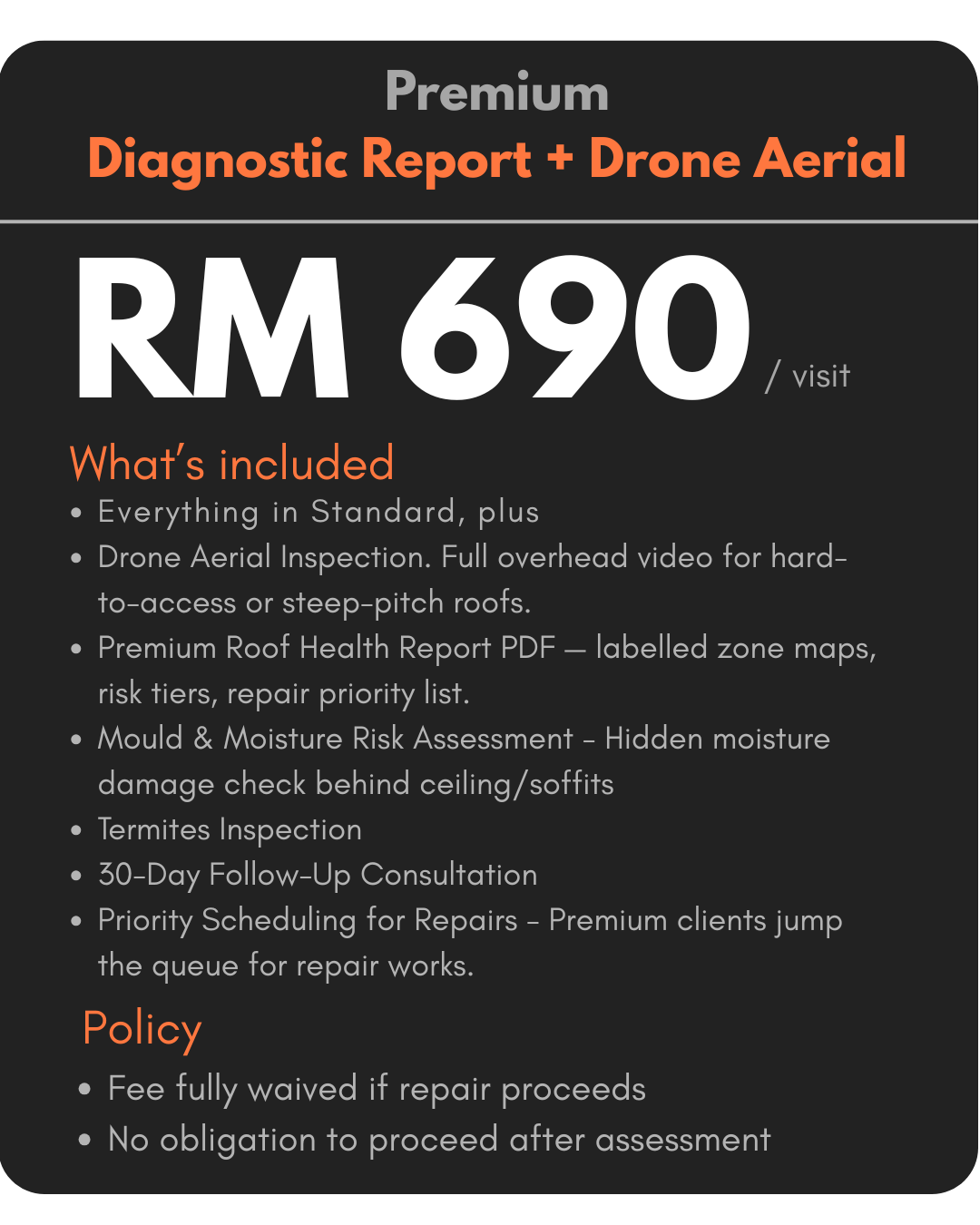 Premium - Diagnostic Report + Drone Aerial