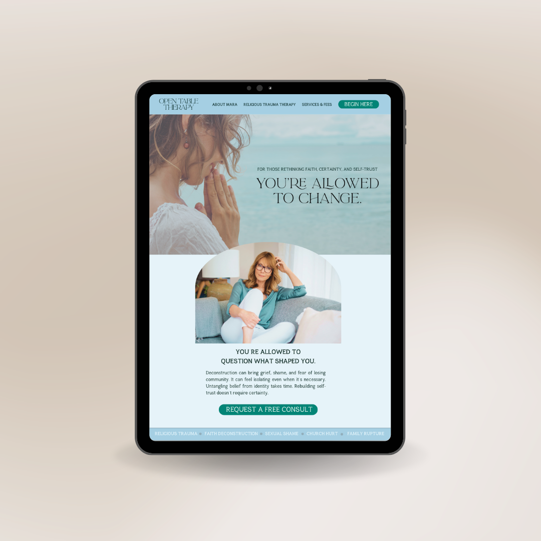 Squarespace website design services for therapists — Ashley Rhoden Marketing