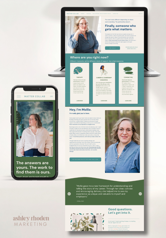An image of aMatter Collab's portfolio. A screenshot of the mobile and desktop homepage.