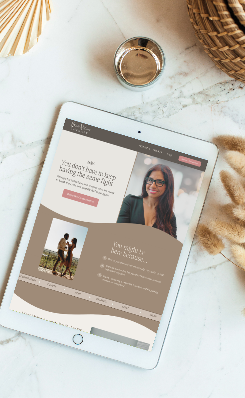Clean therapist website homepage mockup — Ashley Rhoden Marketing portfolio
