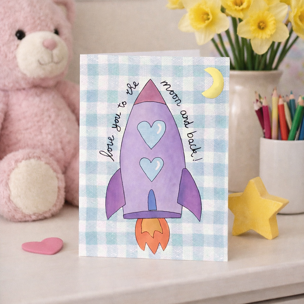 Rocket Greeting Card (Purple)