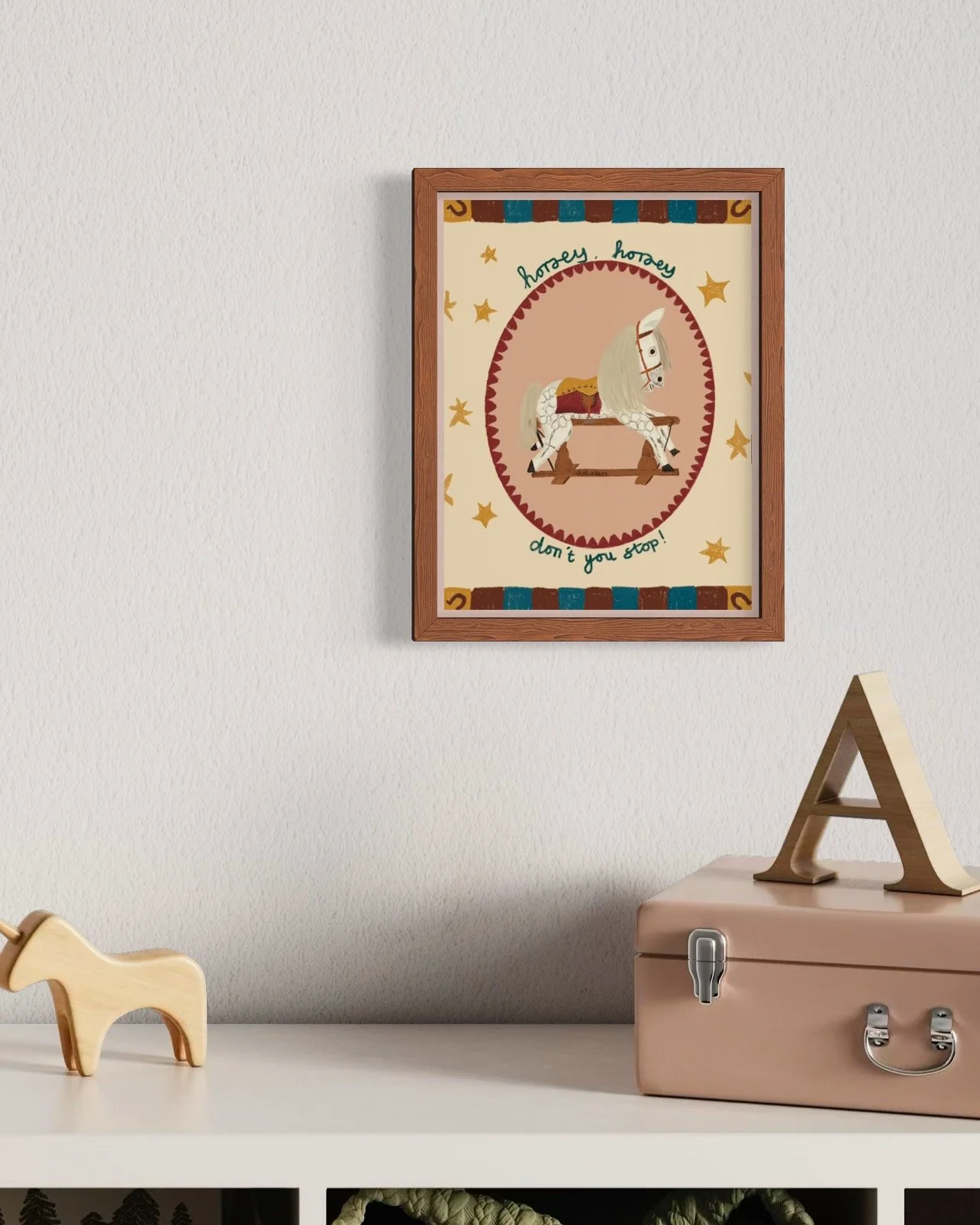 A4 Vintage Rocking Horse Art Print