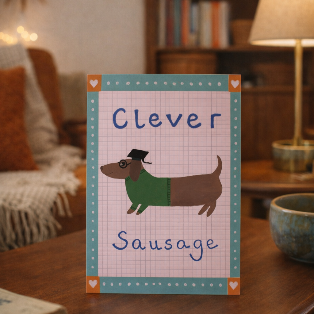 Clever Sausage Greetings Card