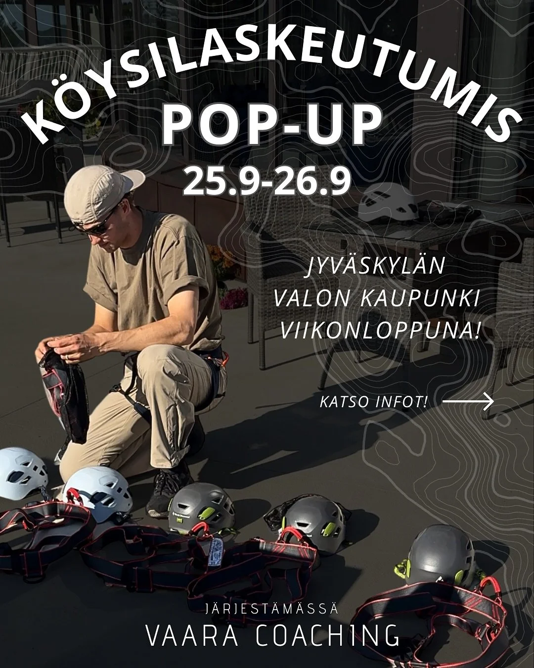 KOE JYV&Auml;SKYL&Auml;N SYKSYN SIISTEIN AKTIVITEETTI!

Olemme j&auml;rjest&auml;m&auml;ss&auml; torstaina ja perjantaina 25.&ndash;26.9.2025 k&ouml;ysilaskeutumista pop-up-muodossa Jyv&auml;skyl&auml;n Harjun n&auml;k&ouml;tornilla!

Jos olet menoss