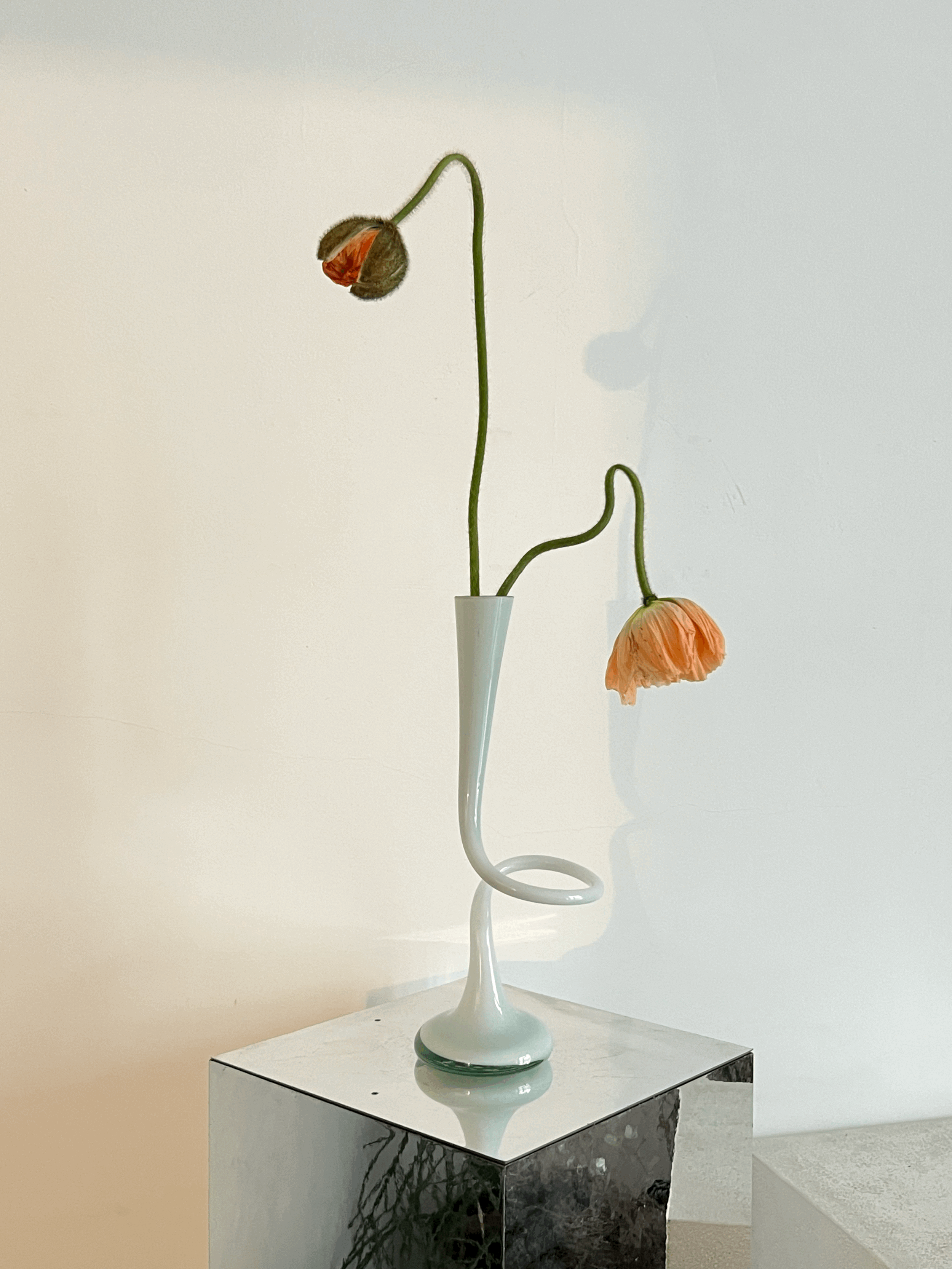 Vaso in vetro di Murano curvo