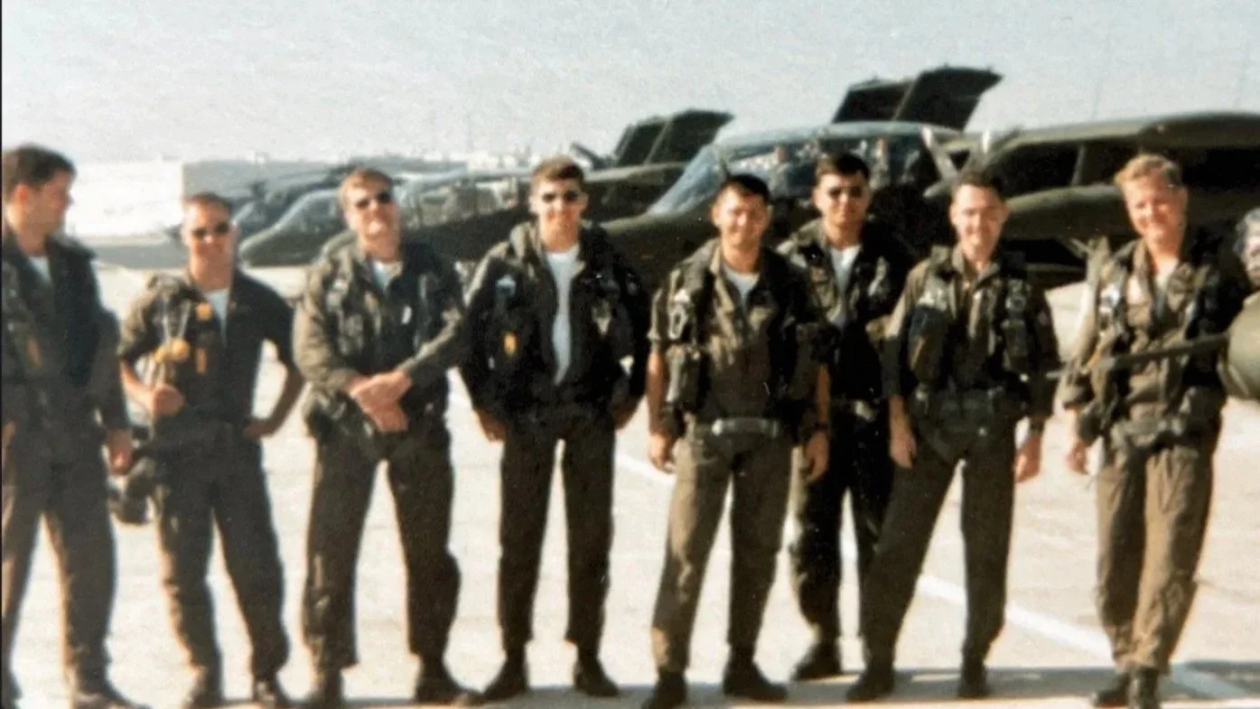 (l-r) "Sully" Sullivan, Bobby Angel, "Drew-san" Bennett, "marco" Harris, ?, ?; cross country NAS North Island 1982