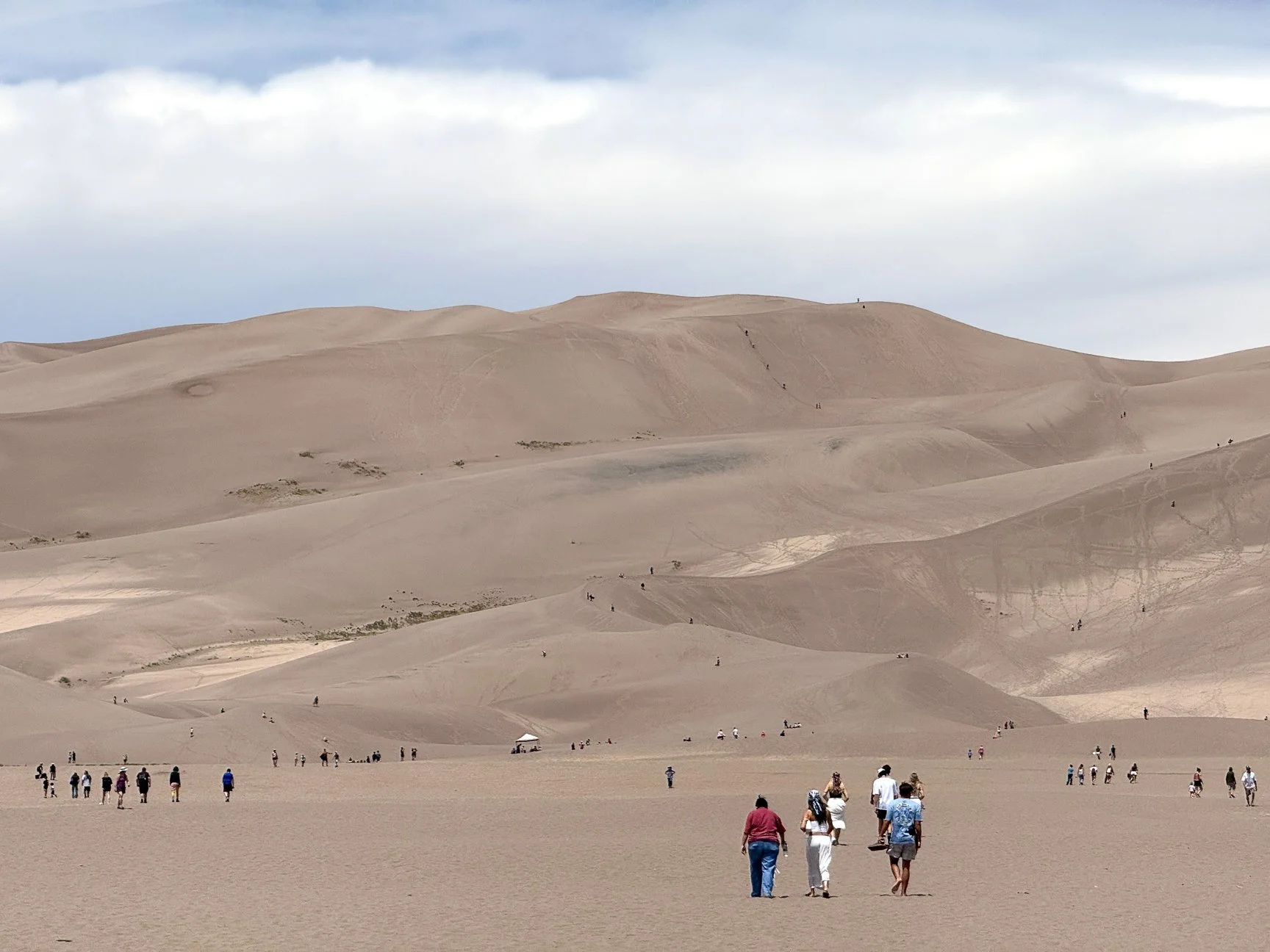 I made it up to the ridge below the top ridge. Took about an hour. Walking on sand is hard. Walking uphill on sand is verrry hard. But beautiful.