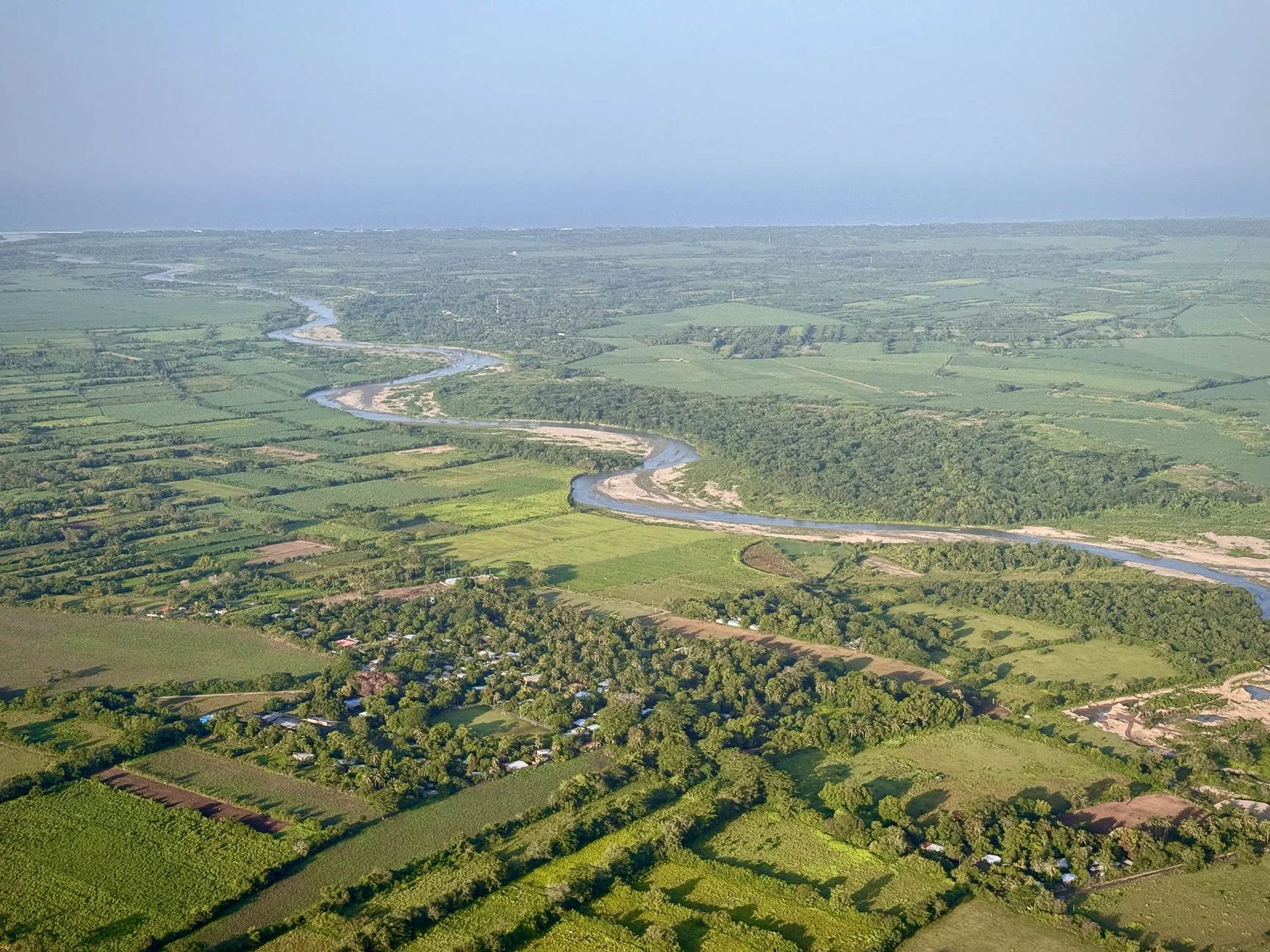 Salvadoran sugar cane fields in the littoral zone.
