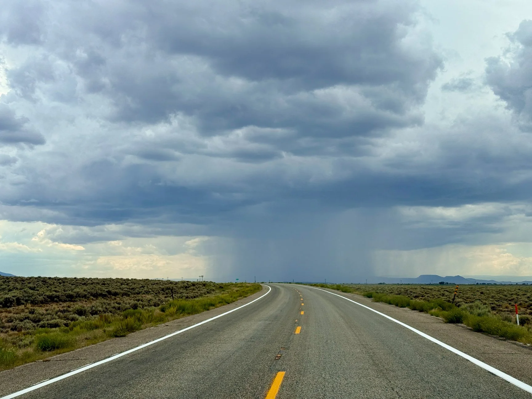 A whole rainstorm in the windshield.