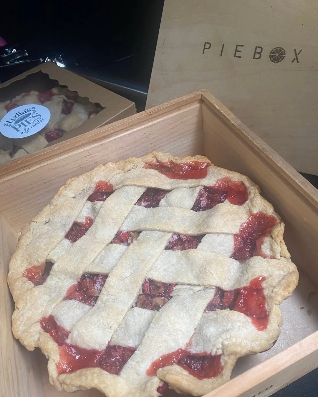 Y&rsquo;all this Strawberry Rhubarb Pie is quintessential summer to me.  I used to live in Maine where rhubarb grows wild on the side of the road.  If you&rsquo;ve never had this pie you are missing out!! Check out lydiaspies.com to order one soon.