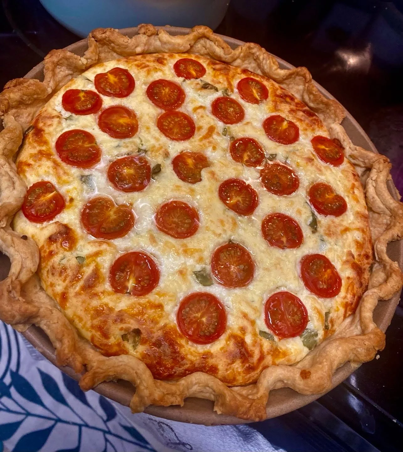 One the few savory pies I offer at Lydia&rsquo;s pies.com #tomatobasiltart