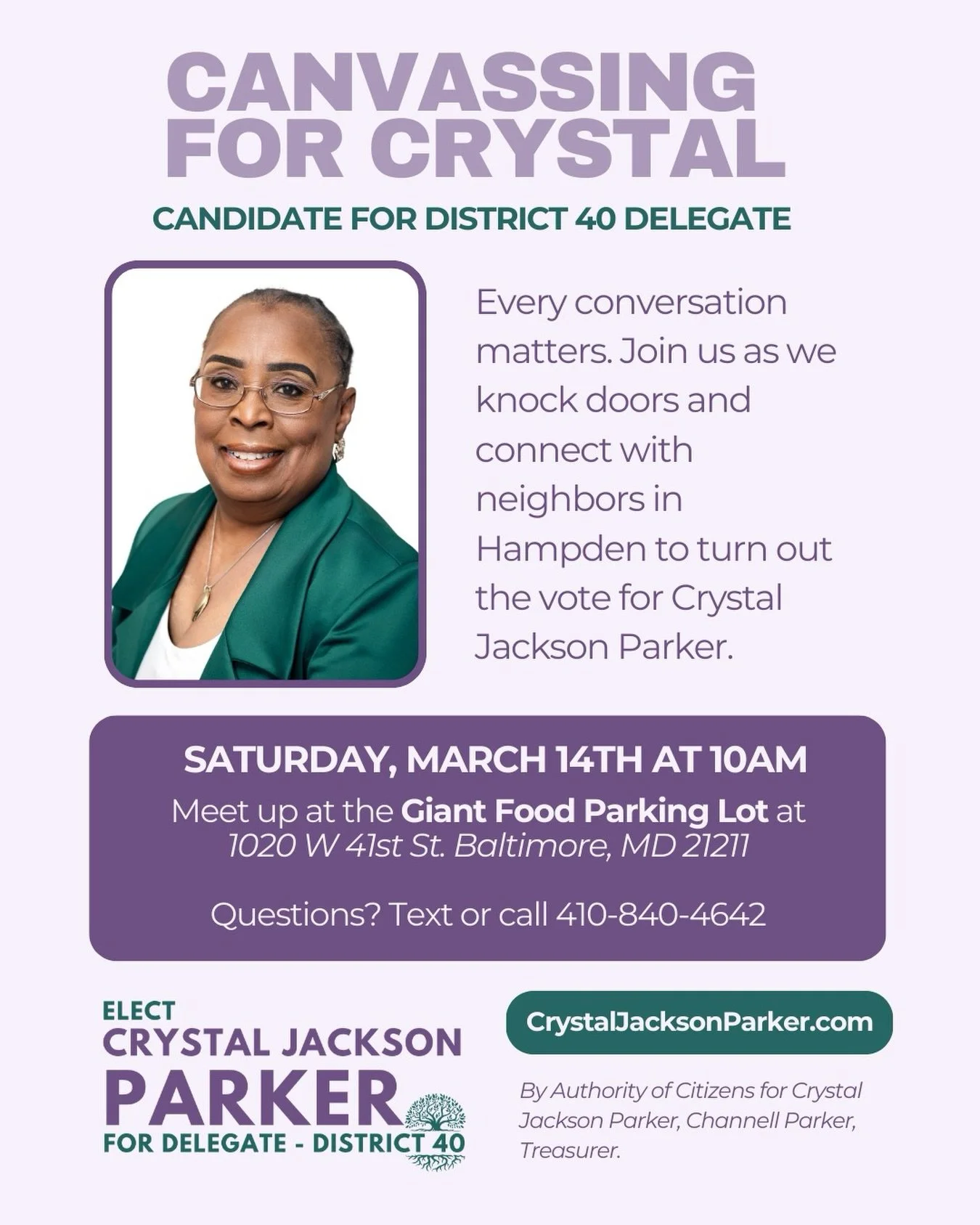 TODAY! Come canvassing with us at 10am, meet at the Giant Hampden parking lot. 🚪