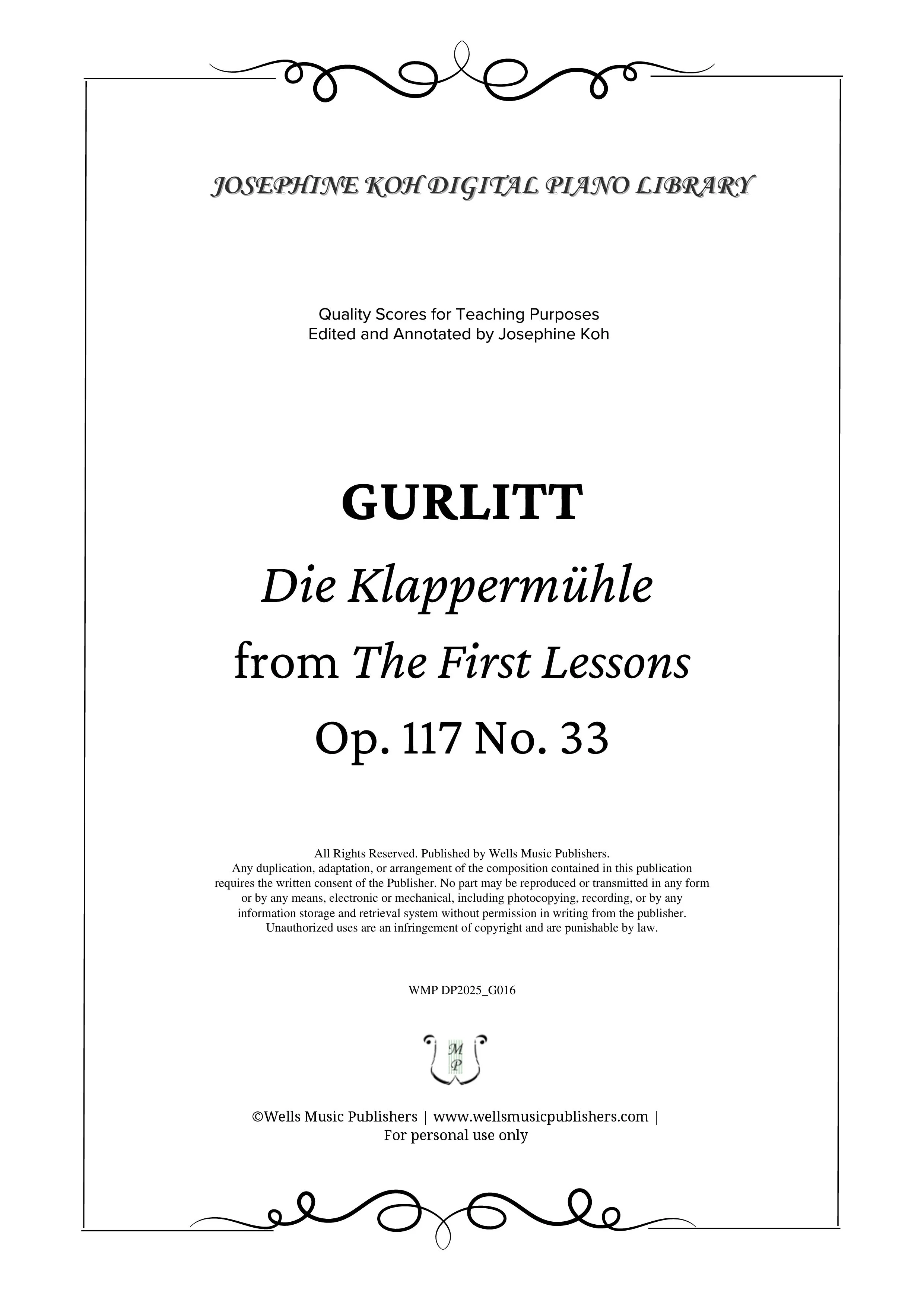 Gurlitt_Die Klappermühle from The First Lessons, Op. 117 No. 33 (WMP DP2025_G016)-sf