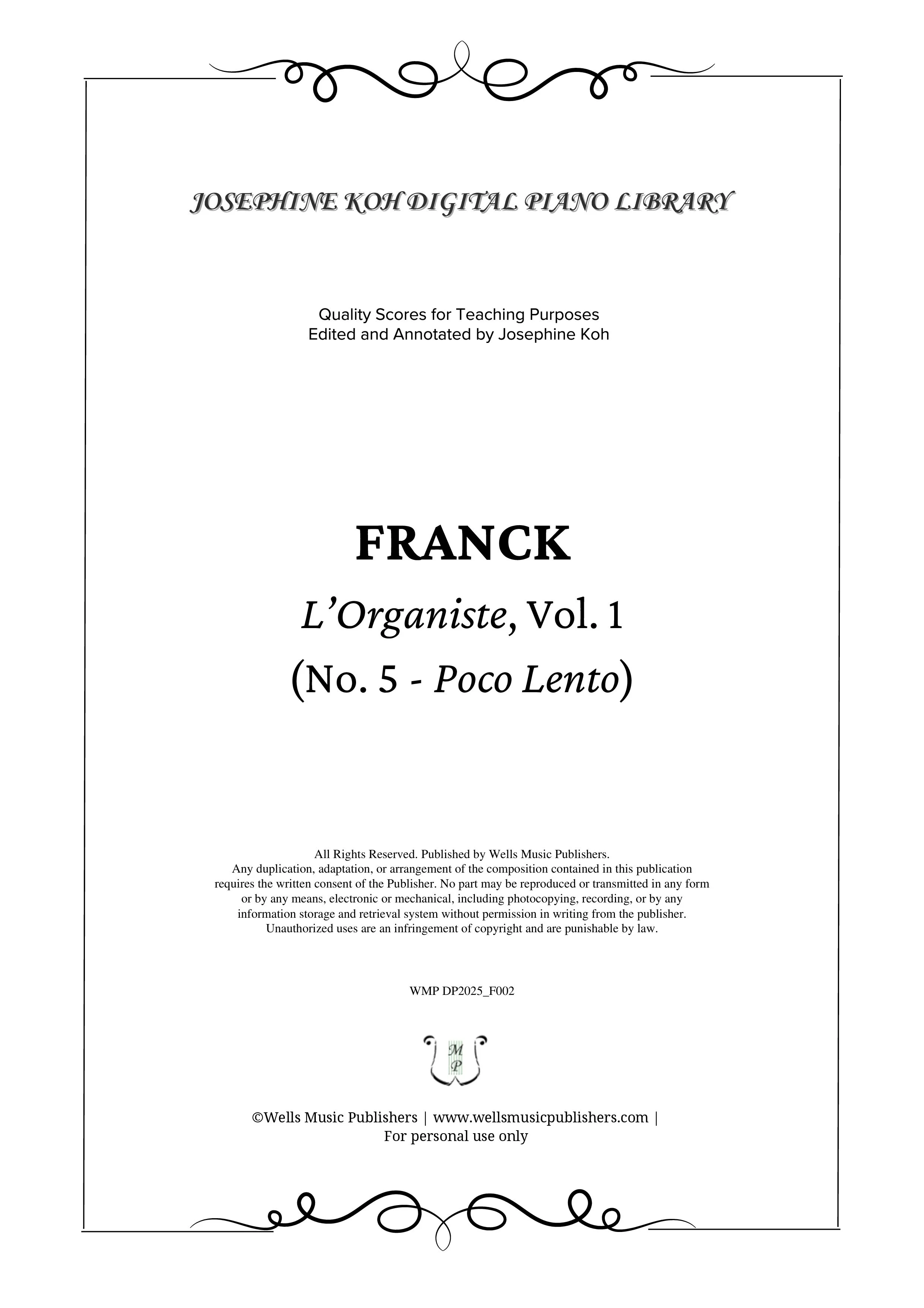 Franck_Poco Lento (No. 5 from L'Organiste, Vol. 1) (WMP DP2025_F002)-sf