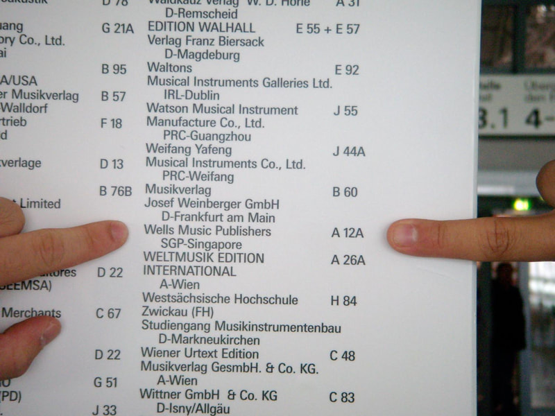 Two hands pointing at different lines on a list of publisher names and codes.