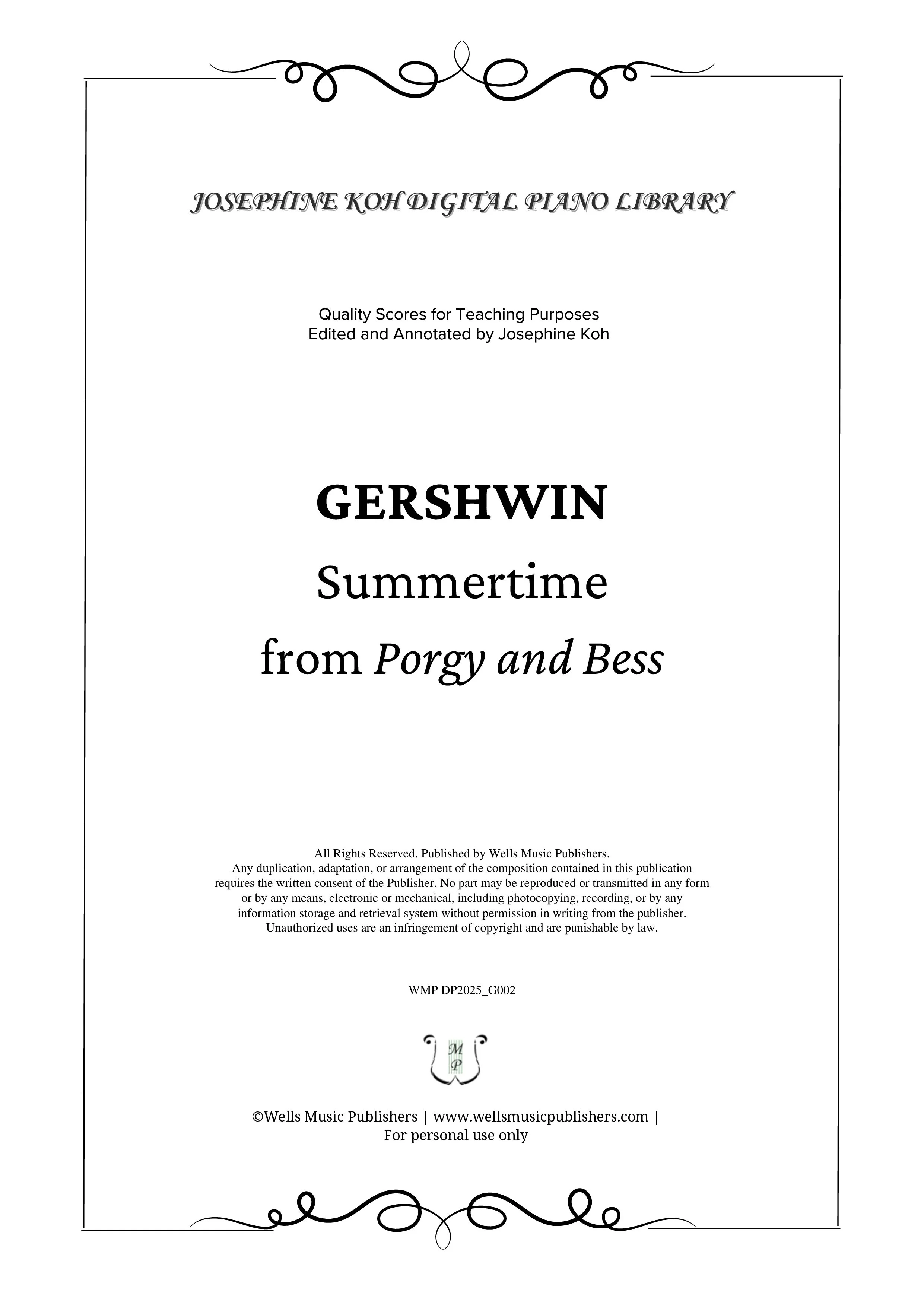 Gershwin_Summertime from Porgy and Bess (WMP DP2025_G002)-sf