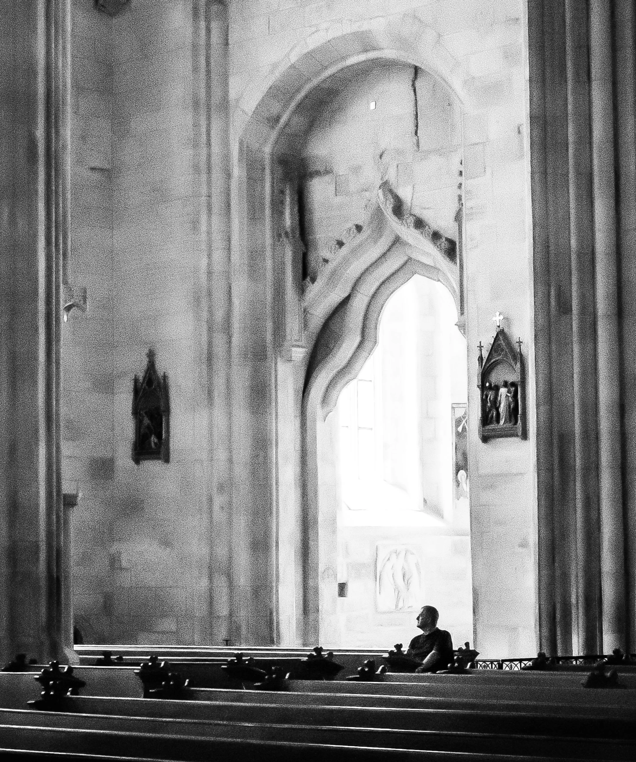 Man sits in church