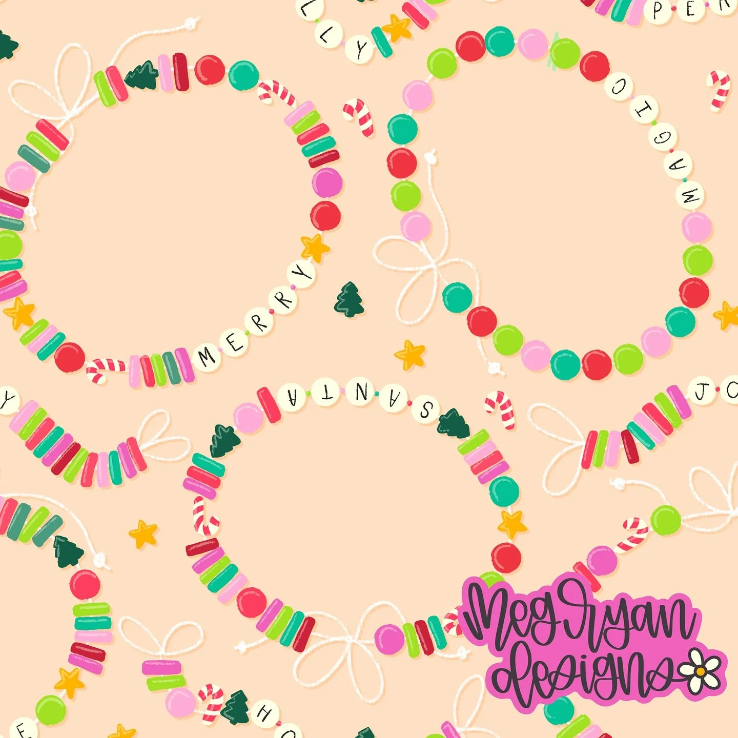 Christmas nostalgia but make it whimsical ✨🎄 These candy-colored friendship bracelet vibes are giving me all the holiday cheer.

#artlicensing #artlicensingartist #artlicensingportfolio #surfacepatterndesign #surfacepattern #patternlicensing #licens