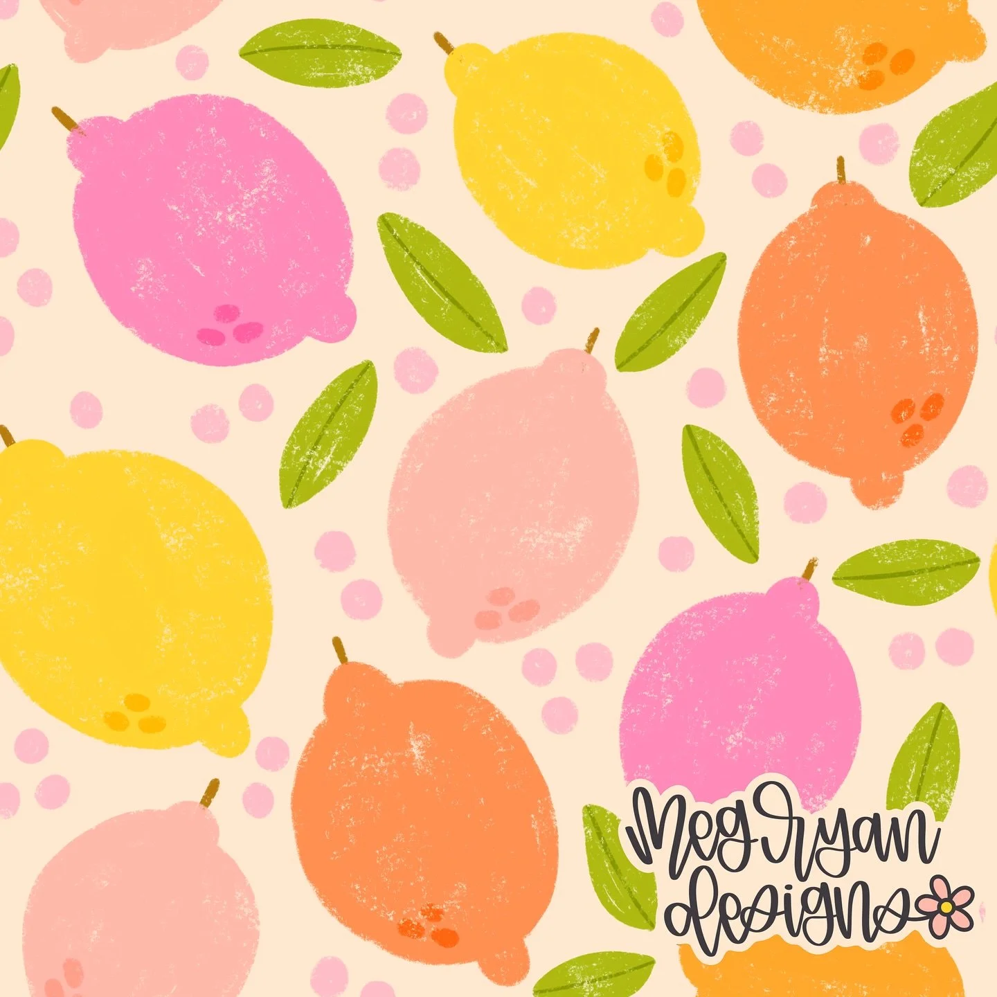 🍋 When life gives you lemons&hellip; make them pink 🩷 ✨

#megryandesigns #whimsicaldesign #surfacedesigner #patternlove #citruspattern #girlydesign #cutepatterns #colorfulart #surfacedesigncommunity #handdrawnpattern #joyfuldesign #playfulart #patt