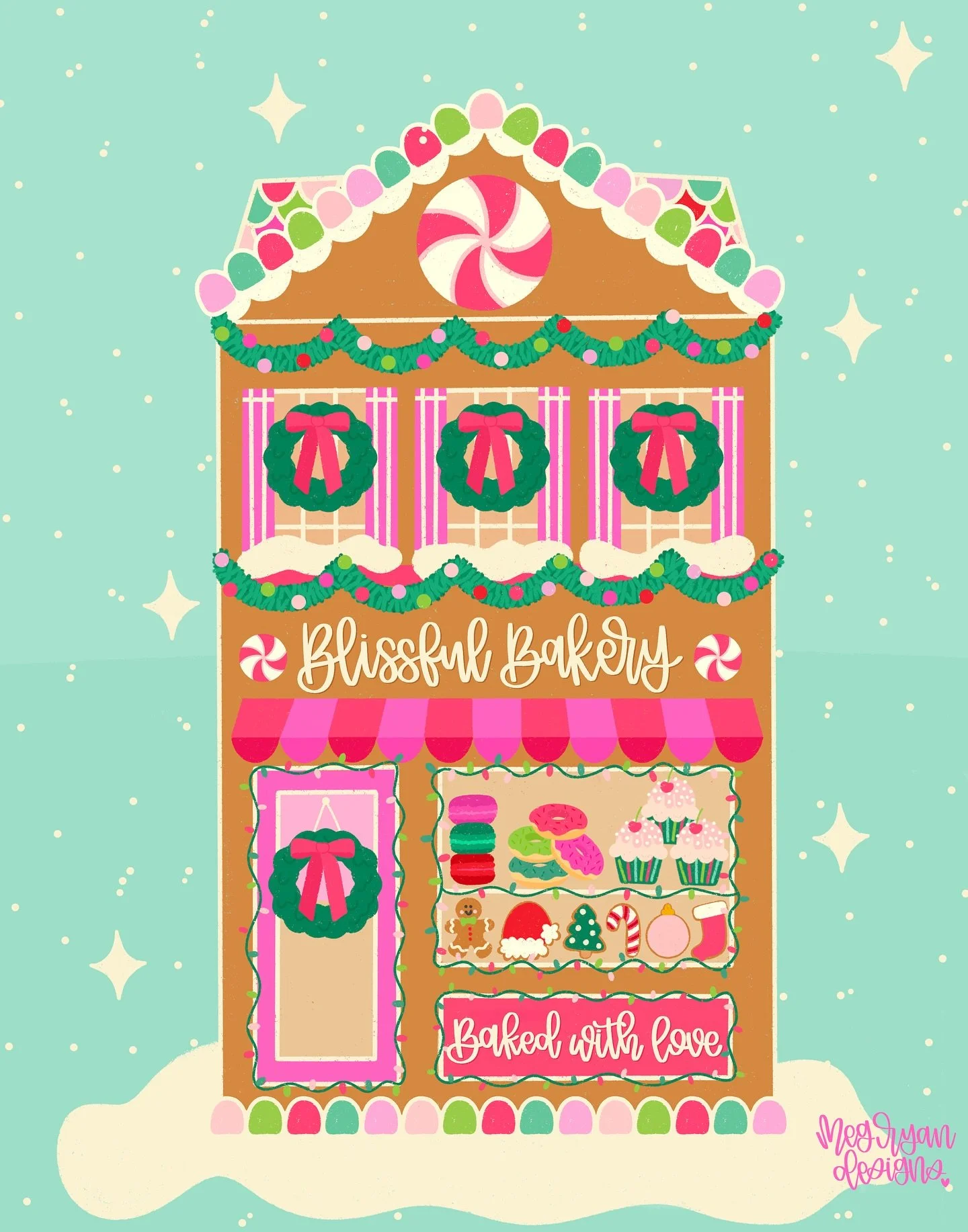 Blissful Bakery for #tinseltown2025

HOSTS: 
@jillian.nichole.illustration 
@eveandersondraws 
@megpieprint 
@daniellechandlerdesign 
@lack.studio 
@vihiboh 
@care2c 

pink Christmas &bull; gingerbread house art &bull; whimsical holiday illustration 