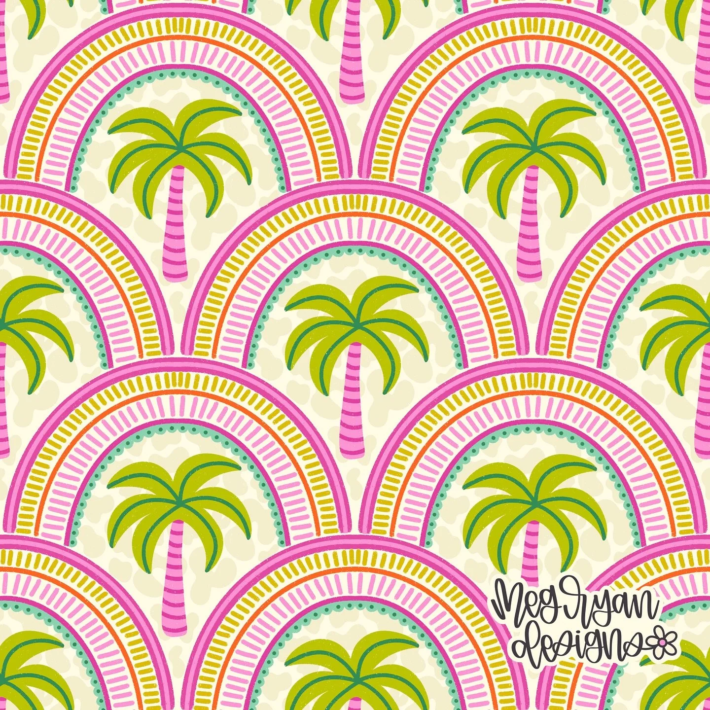 This one might be my fav so far of this jungle collection  for @arthustleinsider 

tropical pattern | palm tree print | scallop pattern | rainbow arches | pink and green | bold color palette | whimsical design | playful repeat | summer pattern | retr