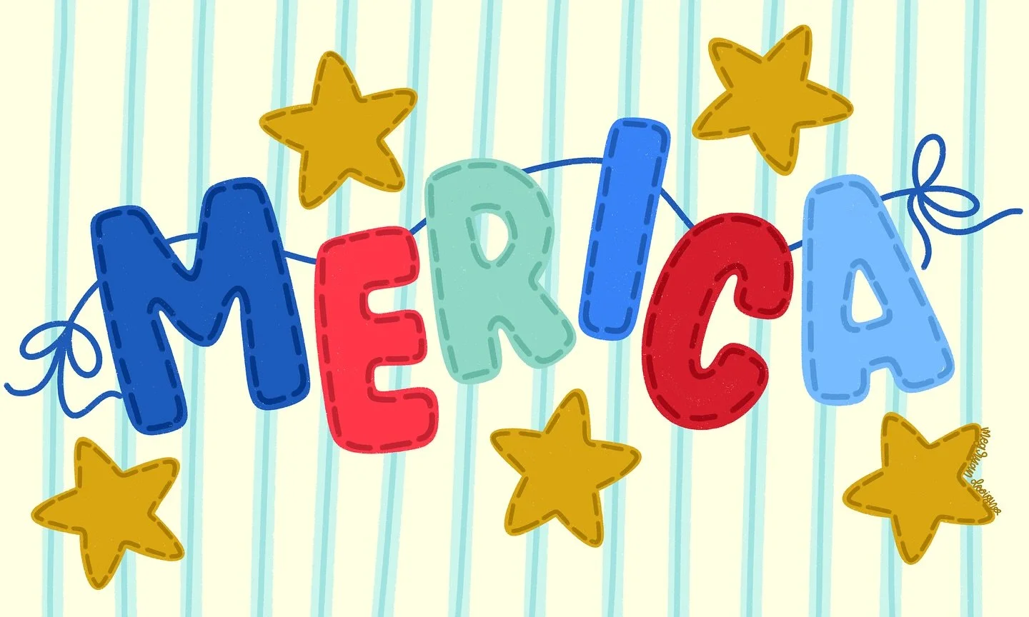 I did some Christmas illustrations like this and thought it'd be fun to do some patriotic ones too. So happy it's summer ☀️

americana decor | patriotic art | boys room decor | nursery wall art | stitched lettering | america sign | summer decor | fou