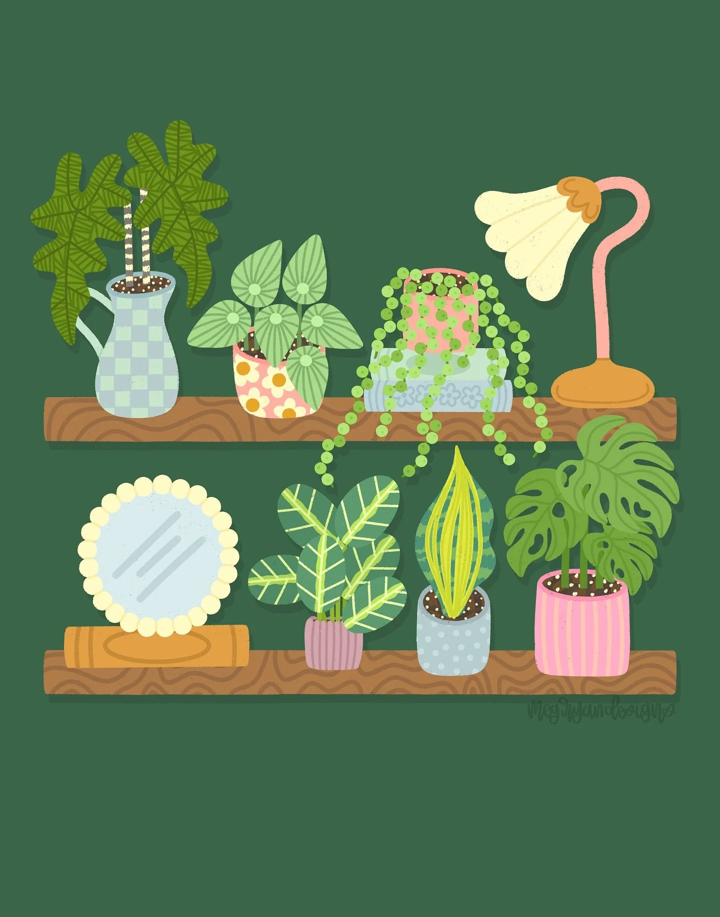 Okay I promise last one for a minute. Or I'll try. I kind of can't stop now 😂 flowers have always been my go to when I didn't know what to draw but now it might be houseplants 😂🤷🏼&zwj;♀️

Meg Ryan Designs | houseplants | plant shelf | indoor gard