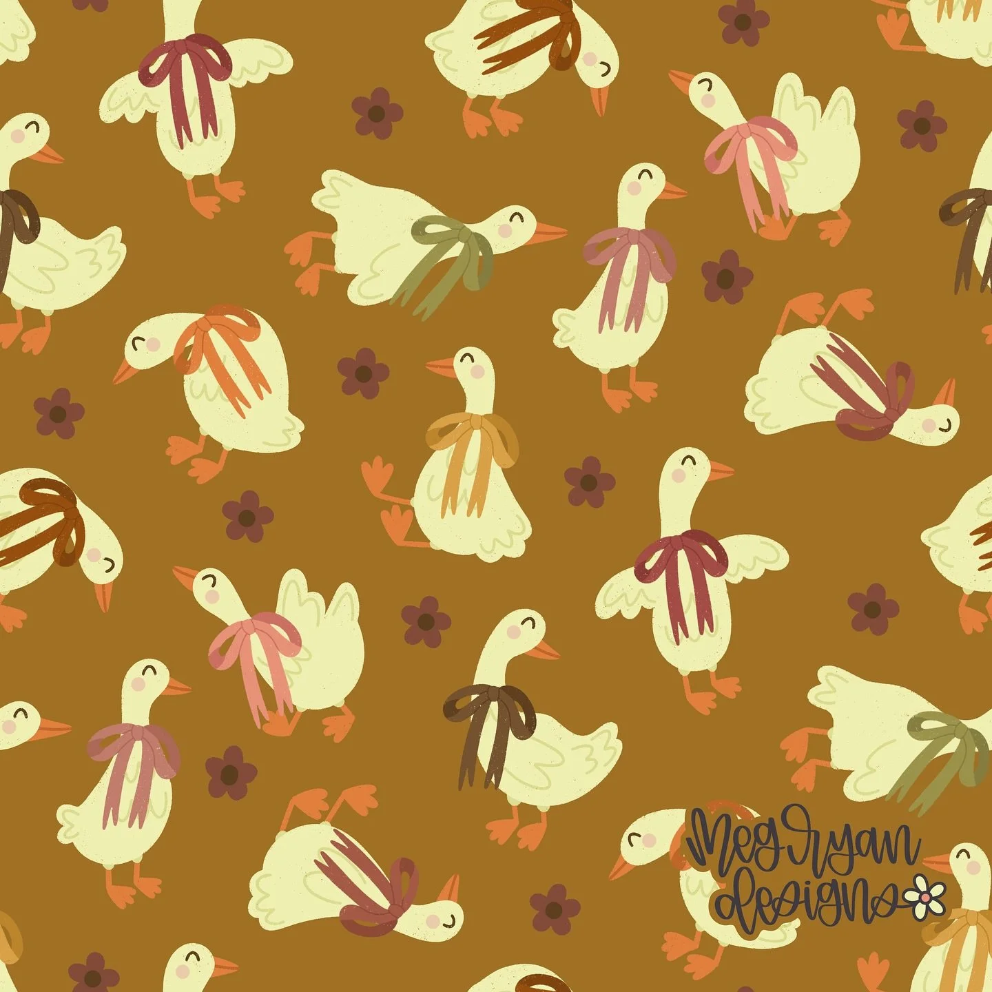 Working on some custom orders right now so enjoy these fall geese 💛🍁

Meg Ryan Designs | geese | goose pattern | bow wearing geese | fall geese | whimsical | playful | hand drawn | cozy | autumn | warm tones | bows | florals | ditsy flowers | girly