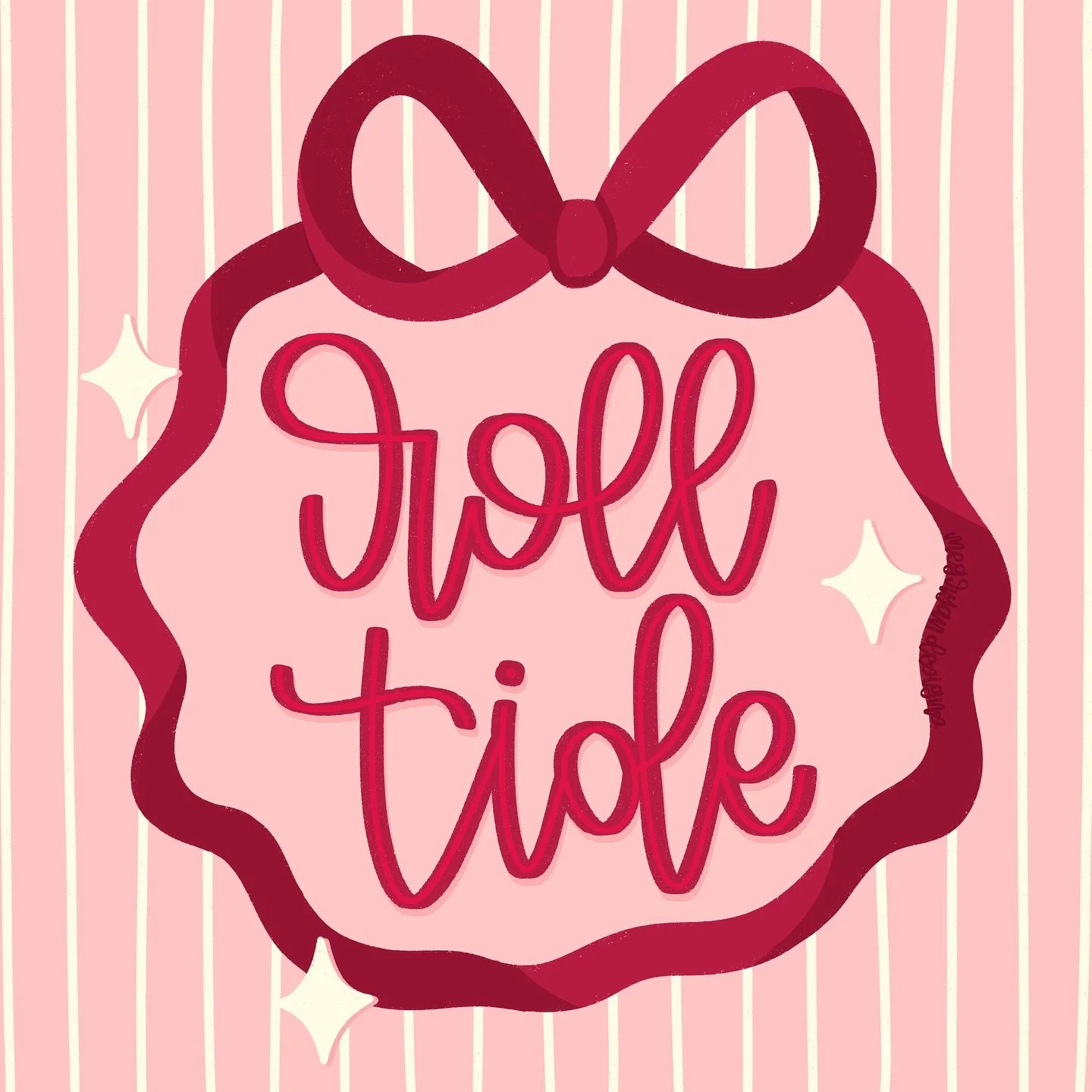 Ready for the game to start! 🐘🏈&hearts;️

Meg Ryan Designs | Alabama football | Roll Tide | game day | football season | crimson | pink | girly | bows | pom poms | helmet | football | hand drawn | illustration | southern | college football | Alabam