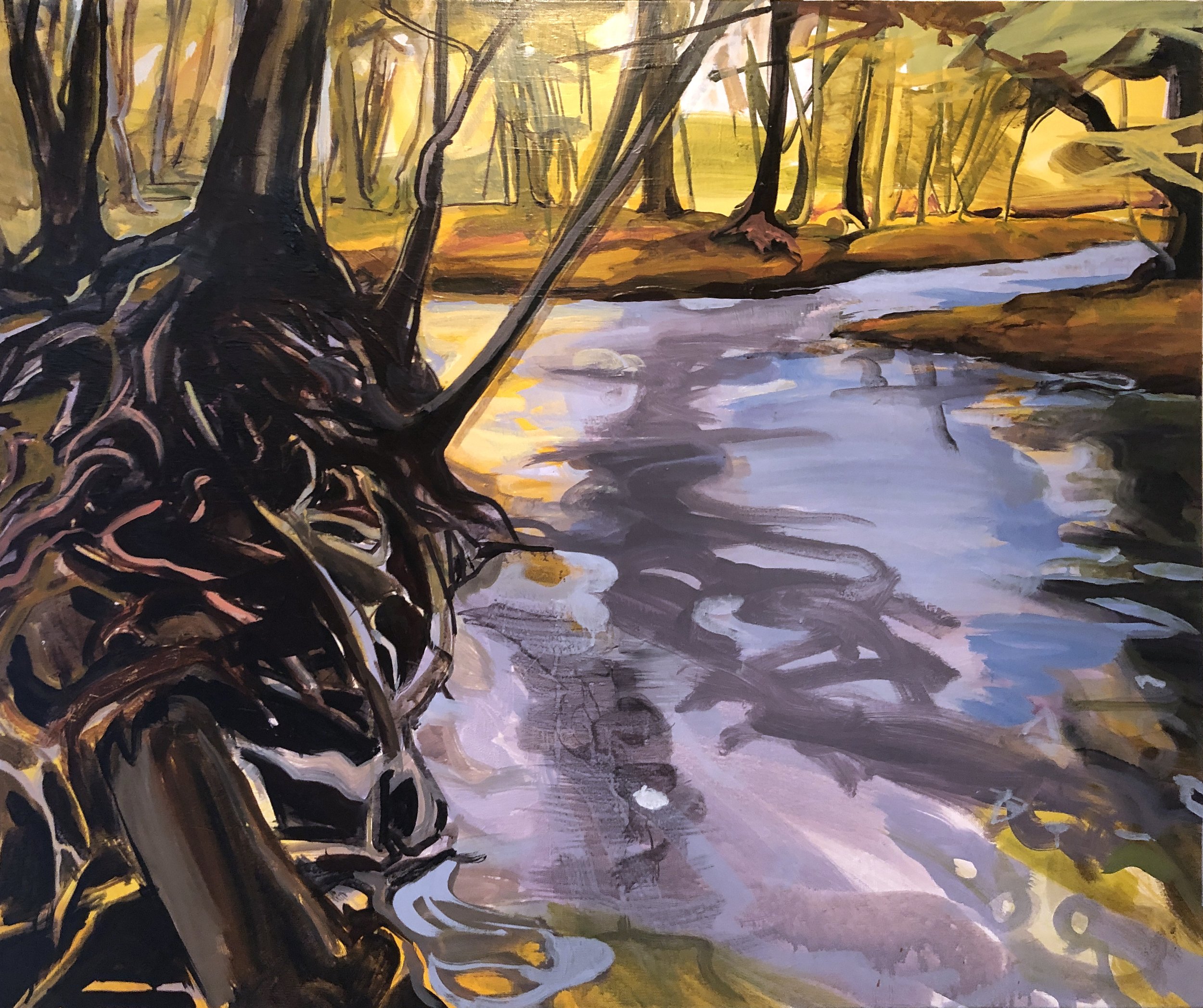 
Rootball At The Fork, 2022, Acrylic on Panel, 36 × 40 inches