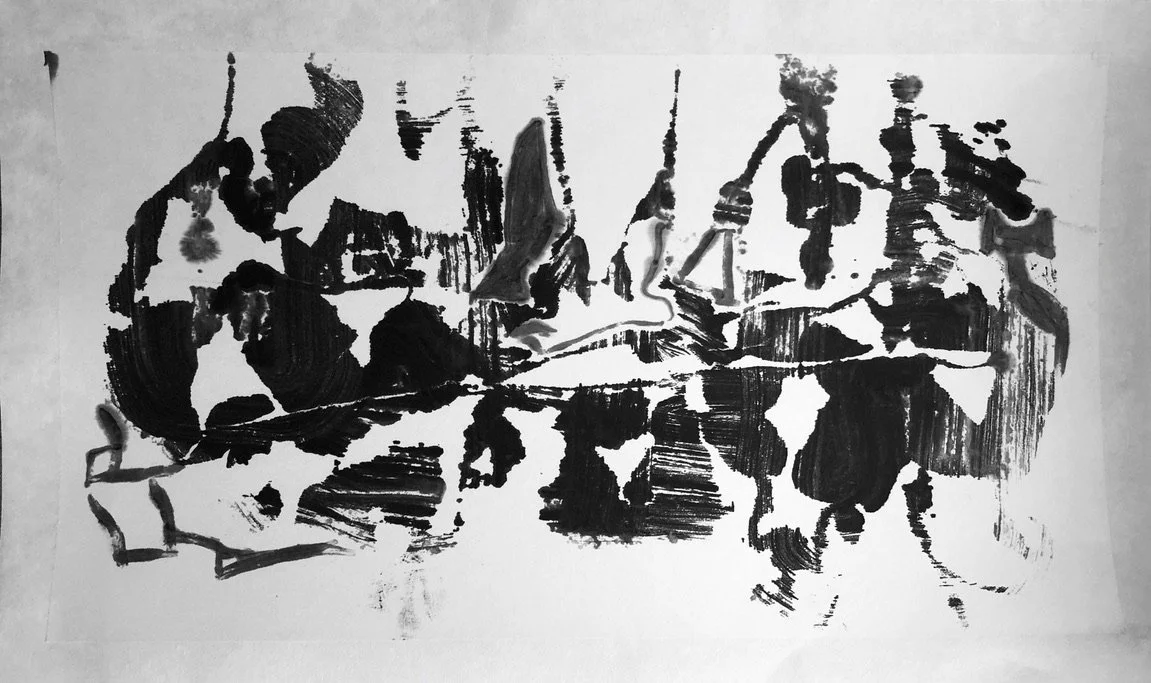 ME#6, 2020, Ink on paper, 14 × 24 inches