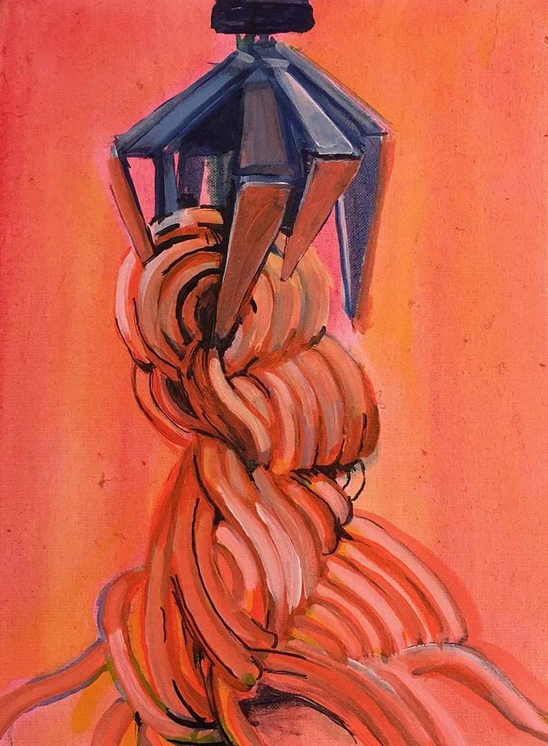 Grapple, 2017, Acrylic on canvas, 12 x 16 inches