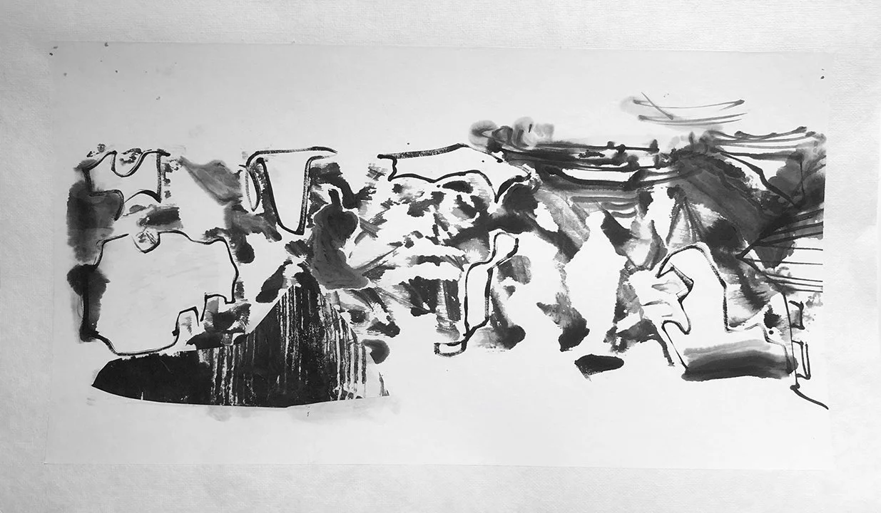 ME#5, 2020, Ink on paper, 15 × 25 inches