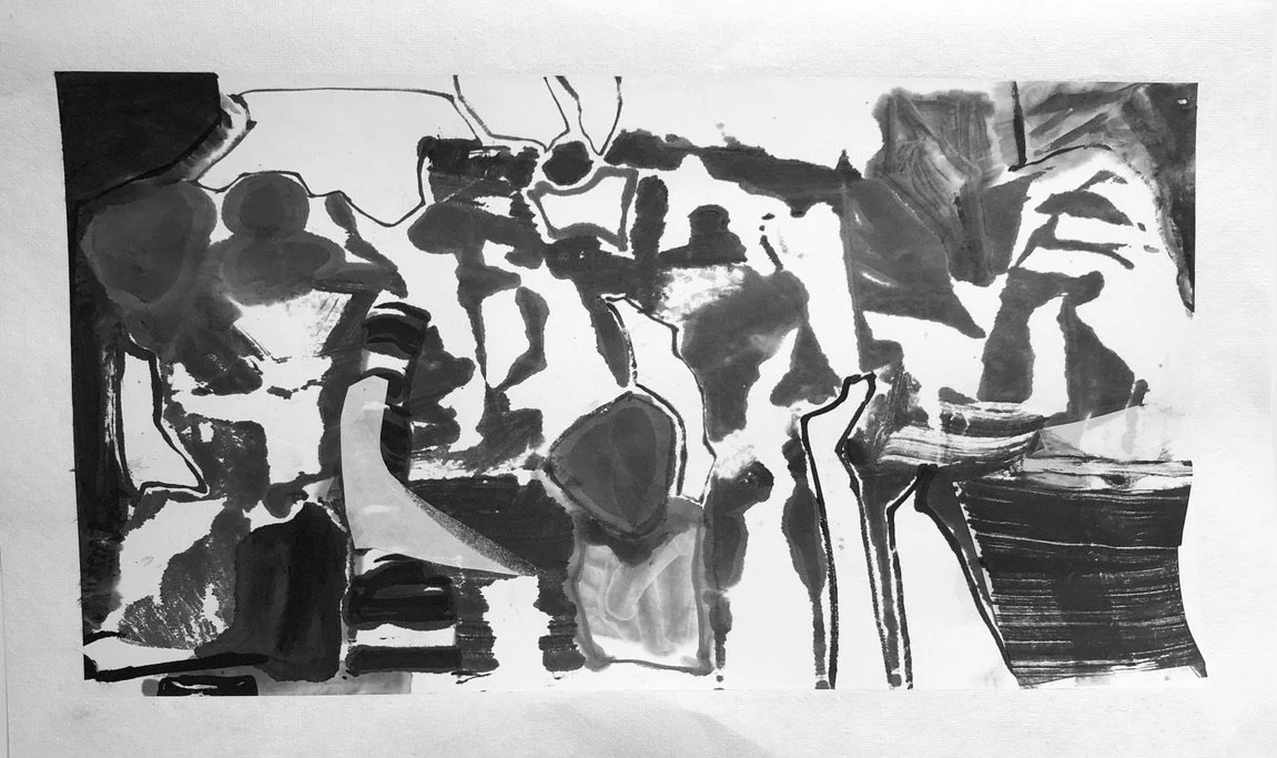 ME#7, 2020, Ink on paper, 15 × 25 inches