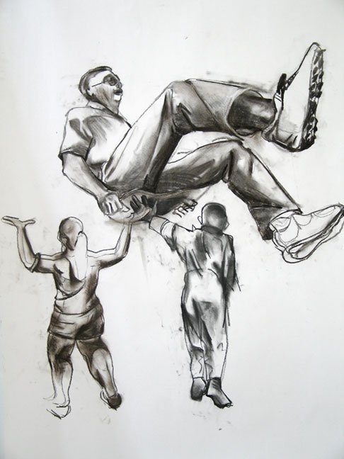 seated, 2014, Charcoal on paper