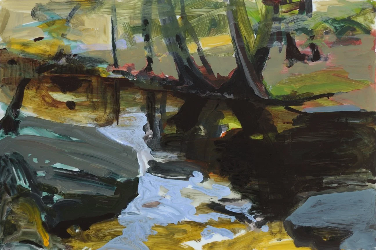 Green Slate Rock, 2023, Acrylic on panel, 12.5 x 19 inches