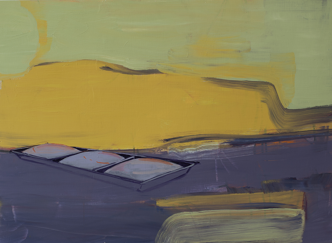 purple sand barge, 2019, Acrylic on panel, 24 x 30 inches