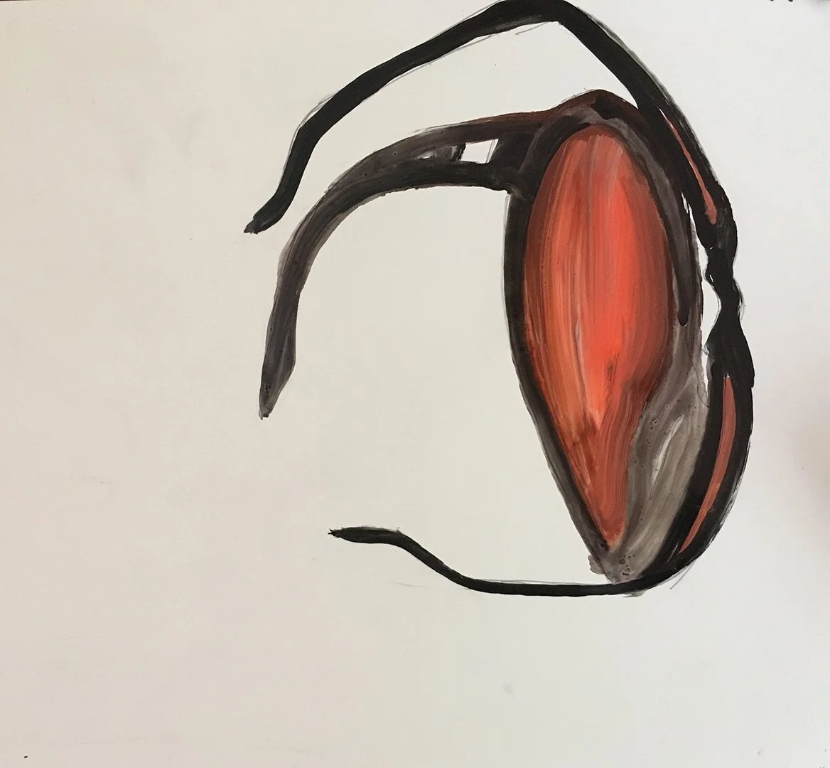 Glasses, 2017, Enamel on polypropylene paper, 12 x 9 inches 
